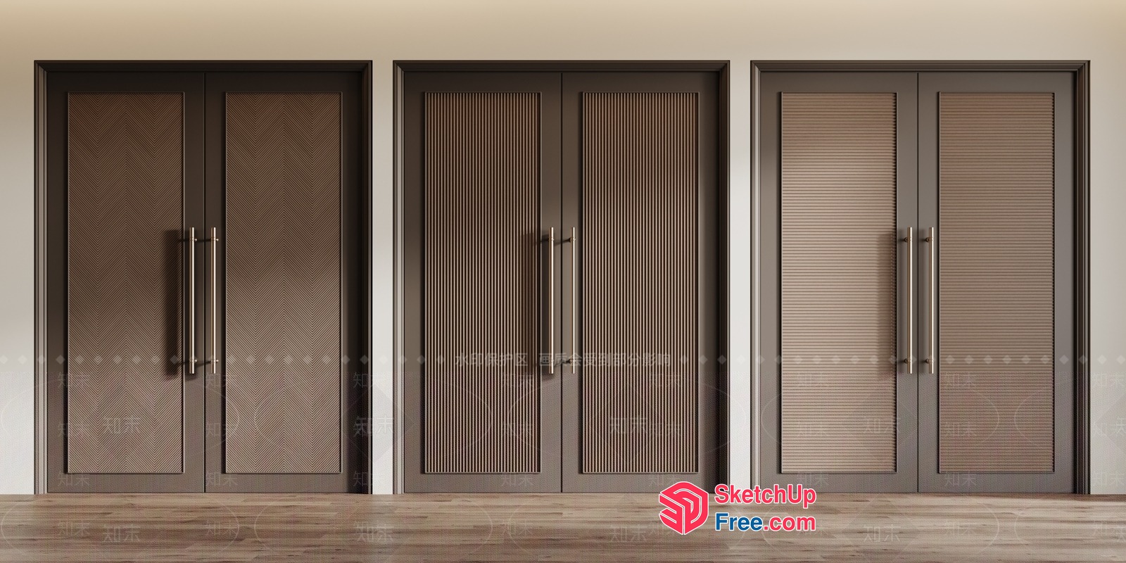 Three Tall Doors In A Row 3D SketchUp File