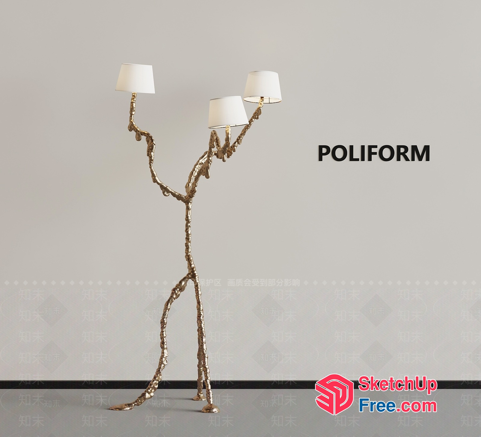 Poliform Polished Gold Lamp 3D SketchUp File