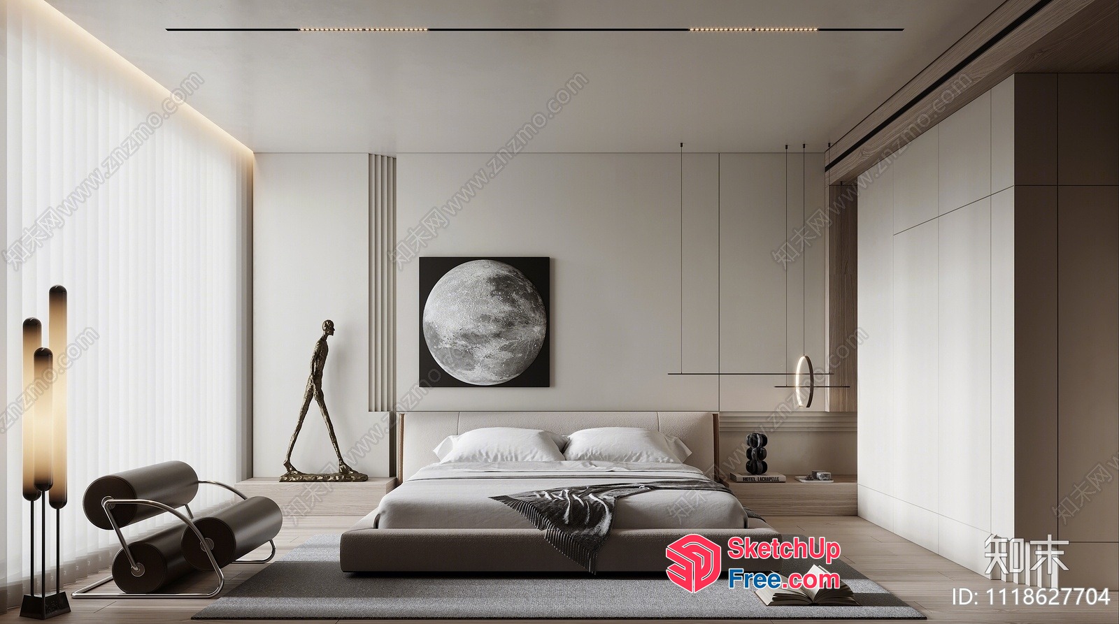Minimalist Bedroom With Modern Decor 3D SketchUp File