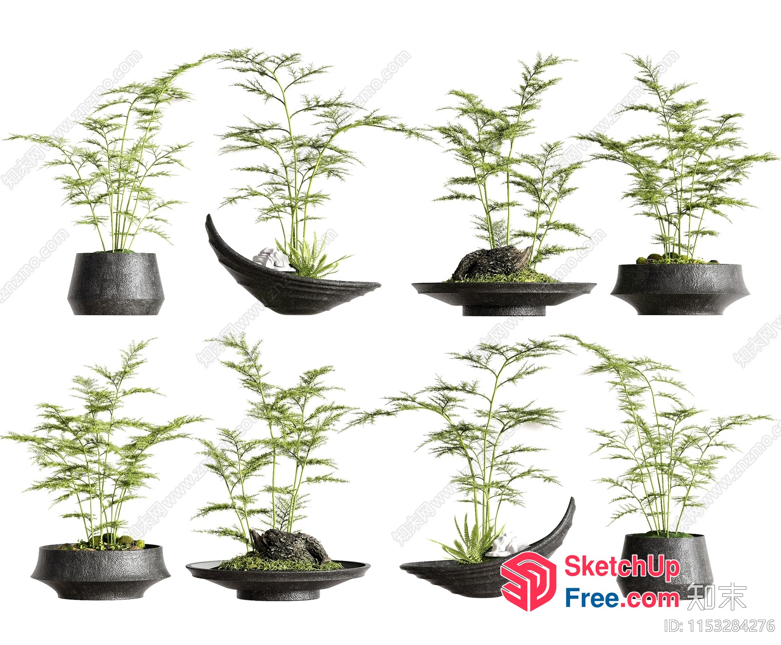 Asian-Inspired Miniature Planters 3D SketchUp File