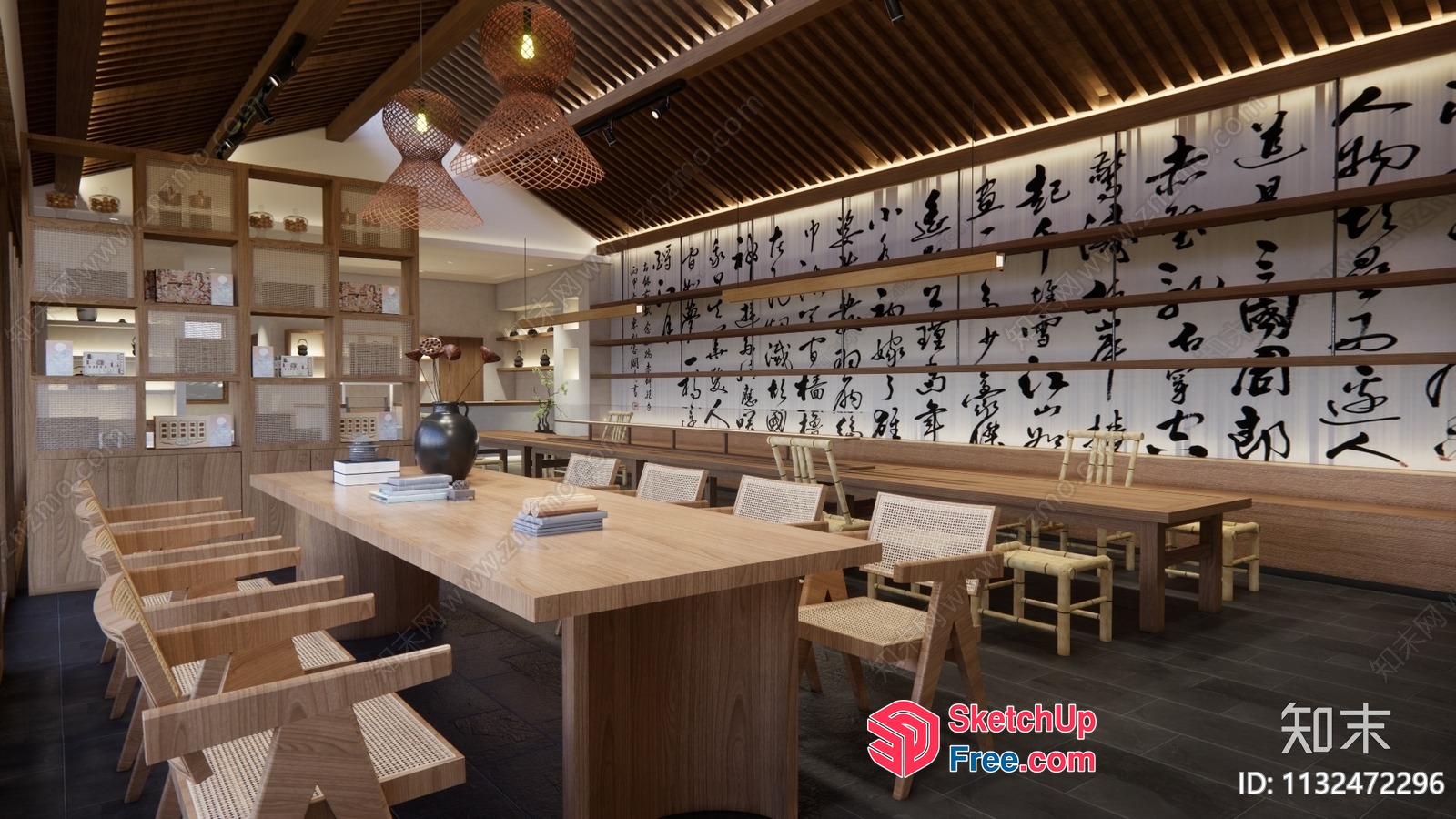 Elegant Dining Room With Asian-Inspired Decor 3D SketchUp File