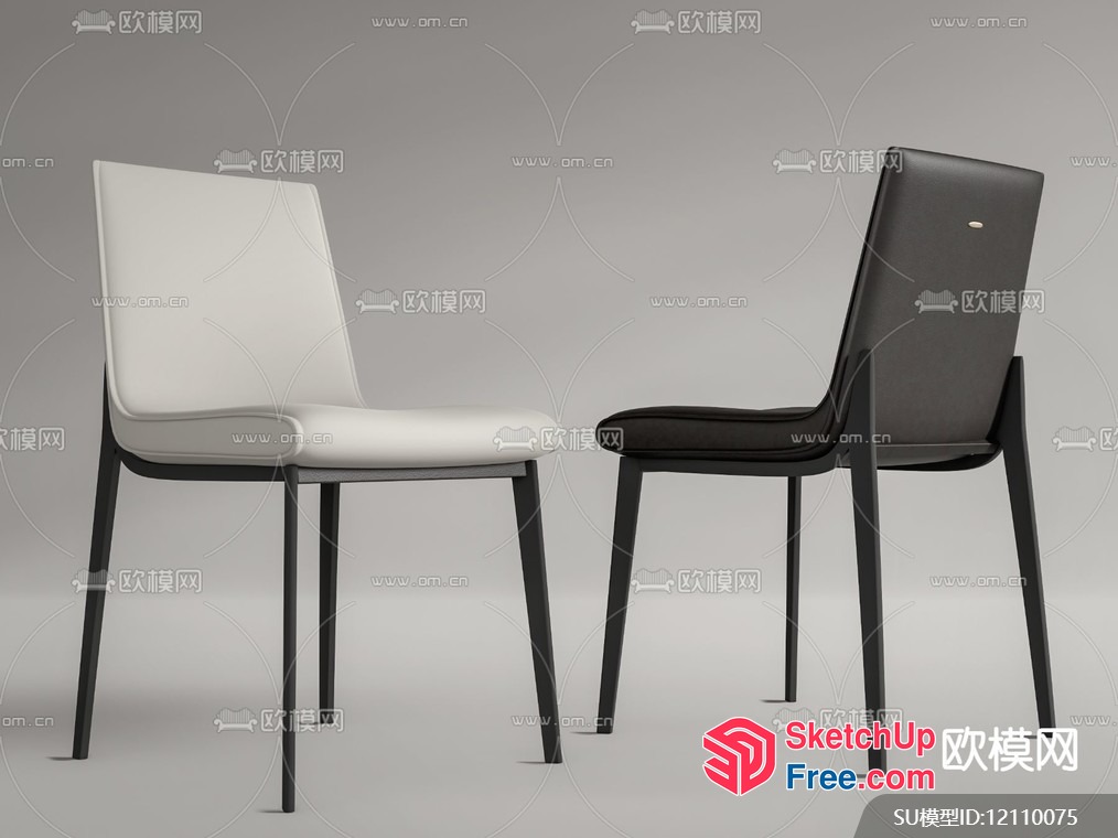 Two Modern Chairs With White And Black Leather 3D SketchUp File