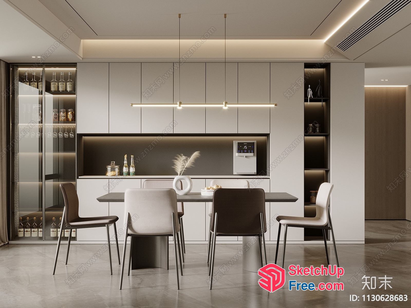 Modern Minimalist Dining Room Interior Design 3D SketchUp File