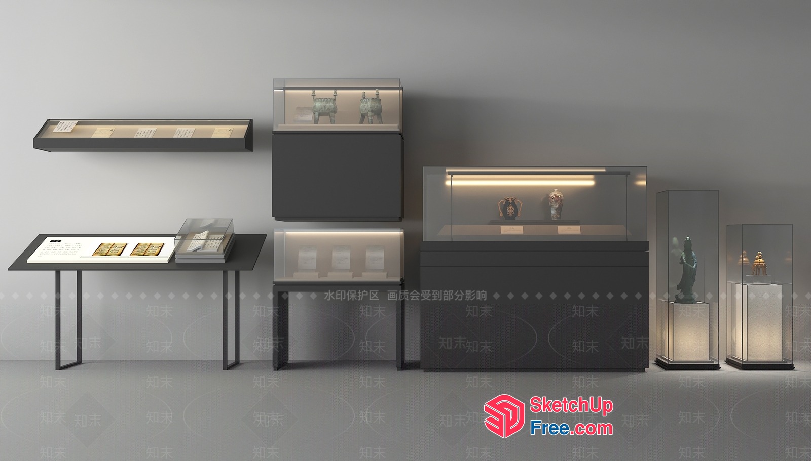 Museum Exhibit Display Cases 3D SketchUp File