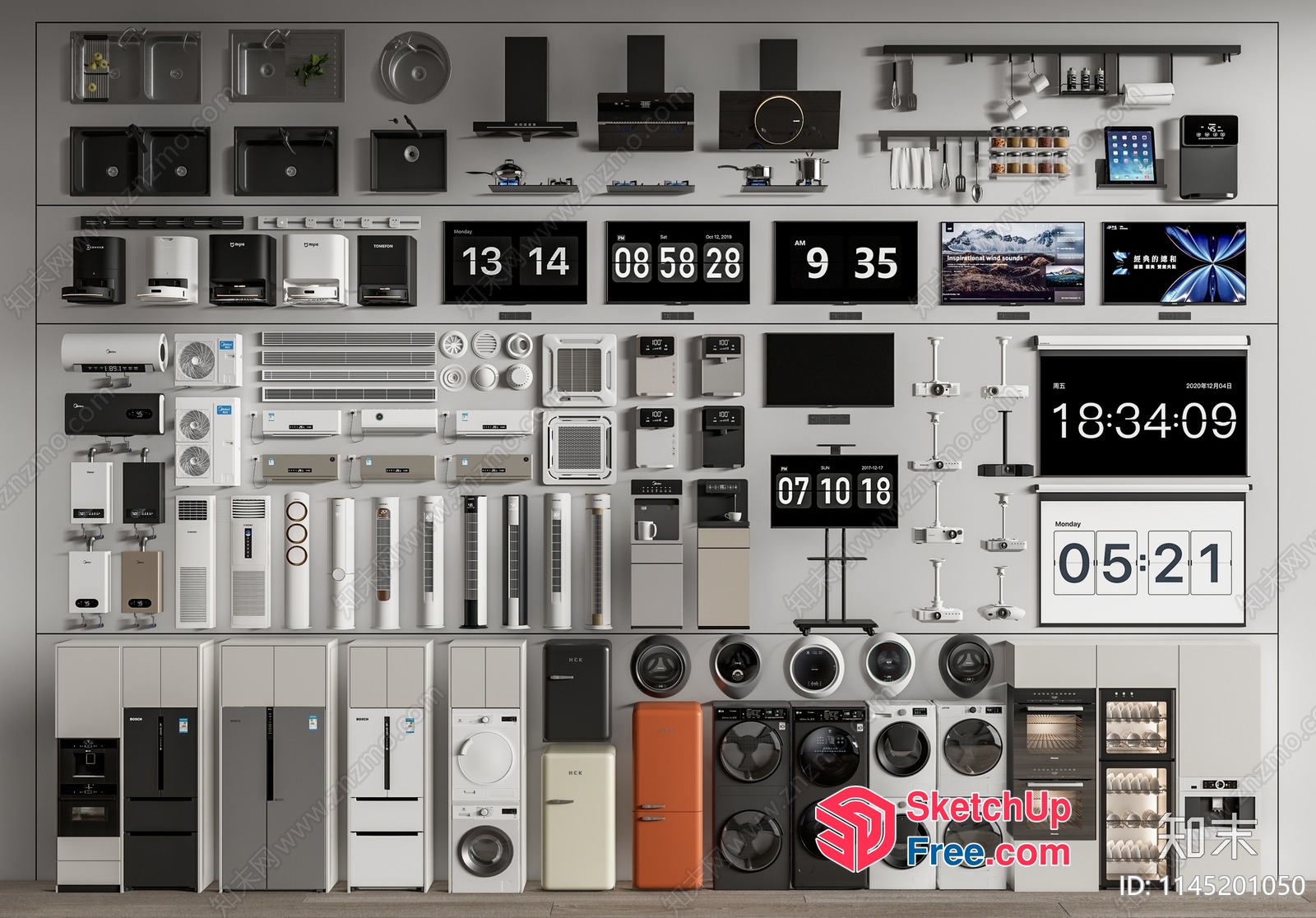 Modern Appliances Displayed In A Wall-Shelf Setting 3D SketchUp File