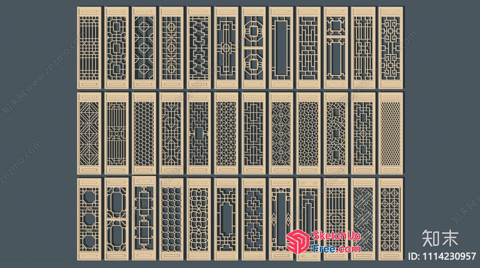 Intricate Geometric Patterned Doors 3D SketchUp File