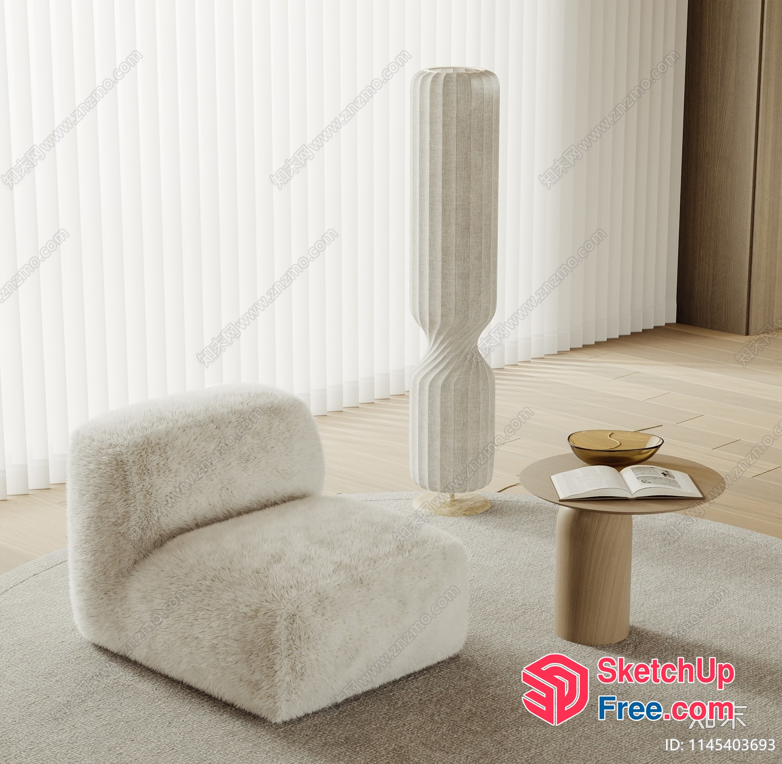 Minimalist European Style Living Room Interior Design 3D SketchUp File