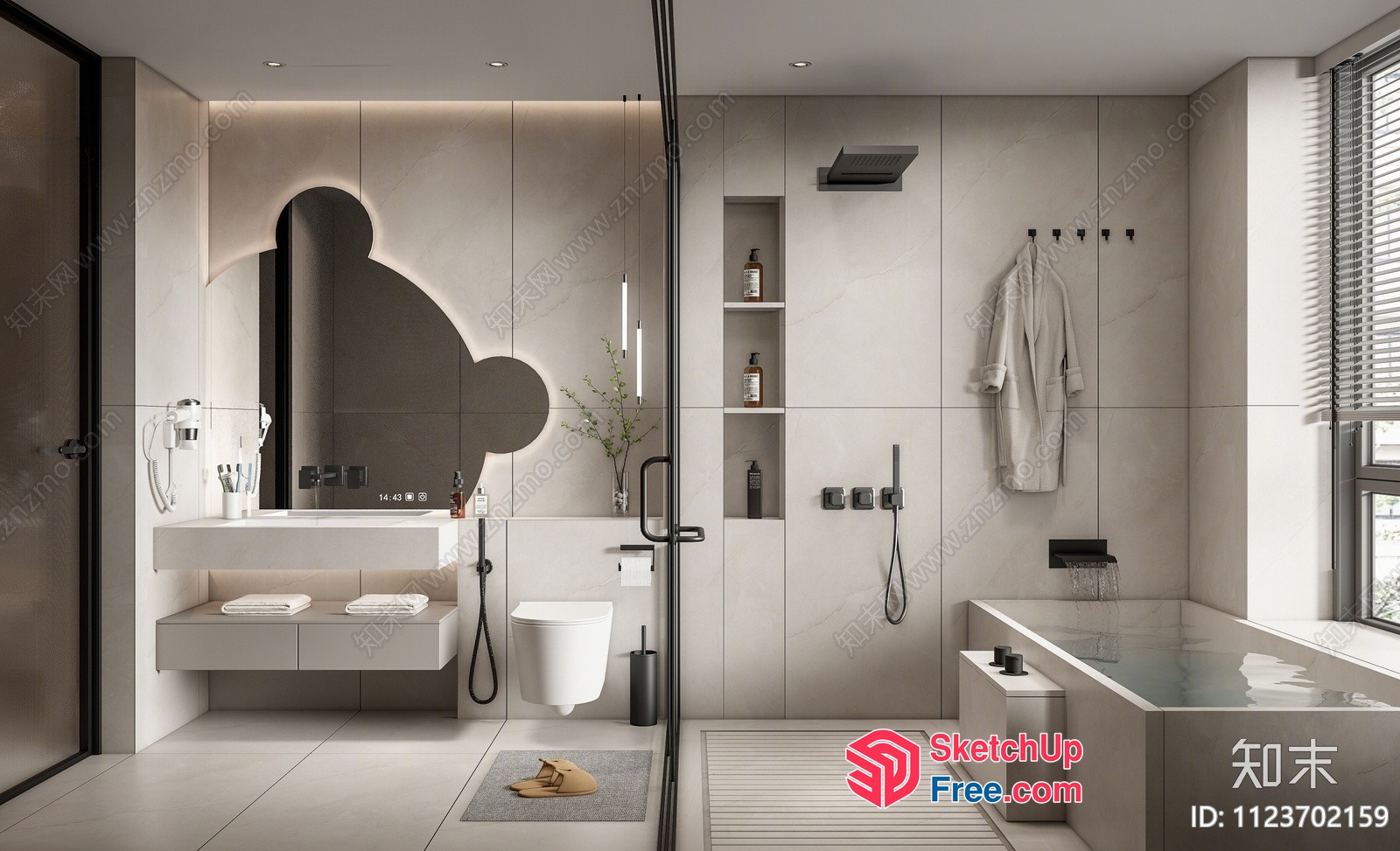 Modern Bathroom With Sleek Fixtures And Neutral Tones 3D SketchUp File