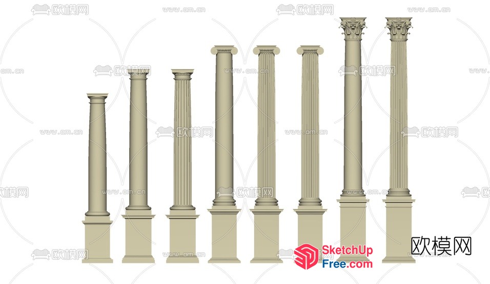 Classical Pillars Collection 3D SketchUp File