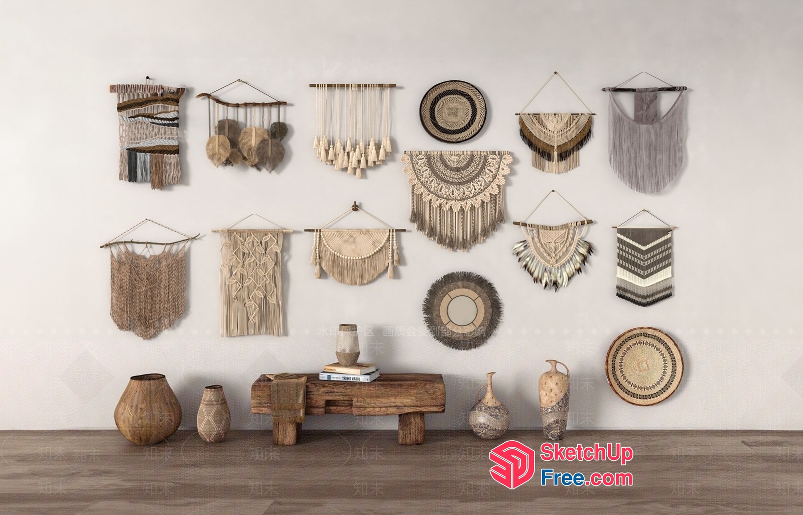Natural Boho Wall Decor Collection 3D SketchUp File