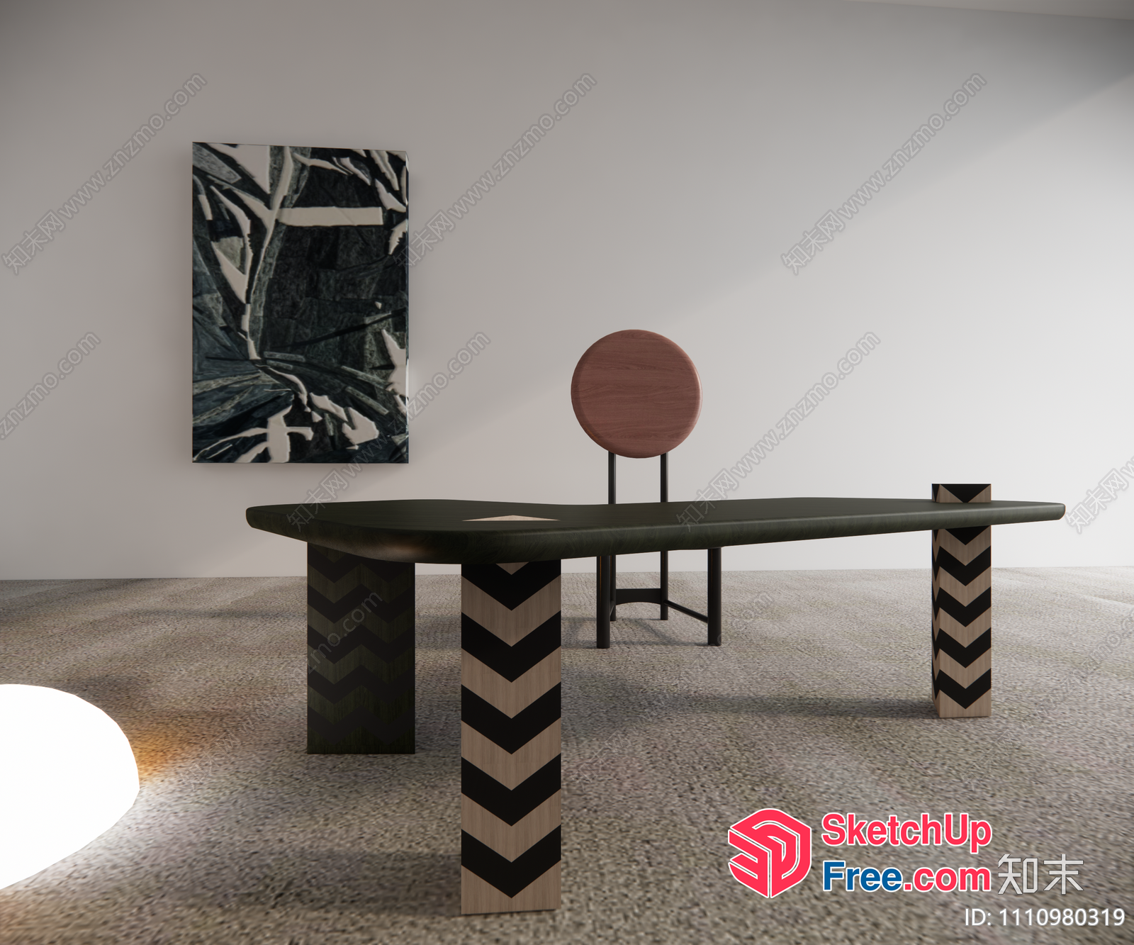 Modern Minimalist Office Furniture With Black And White Accents 3D SketchUp File