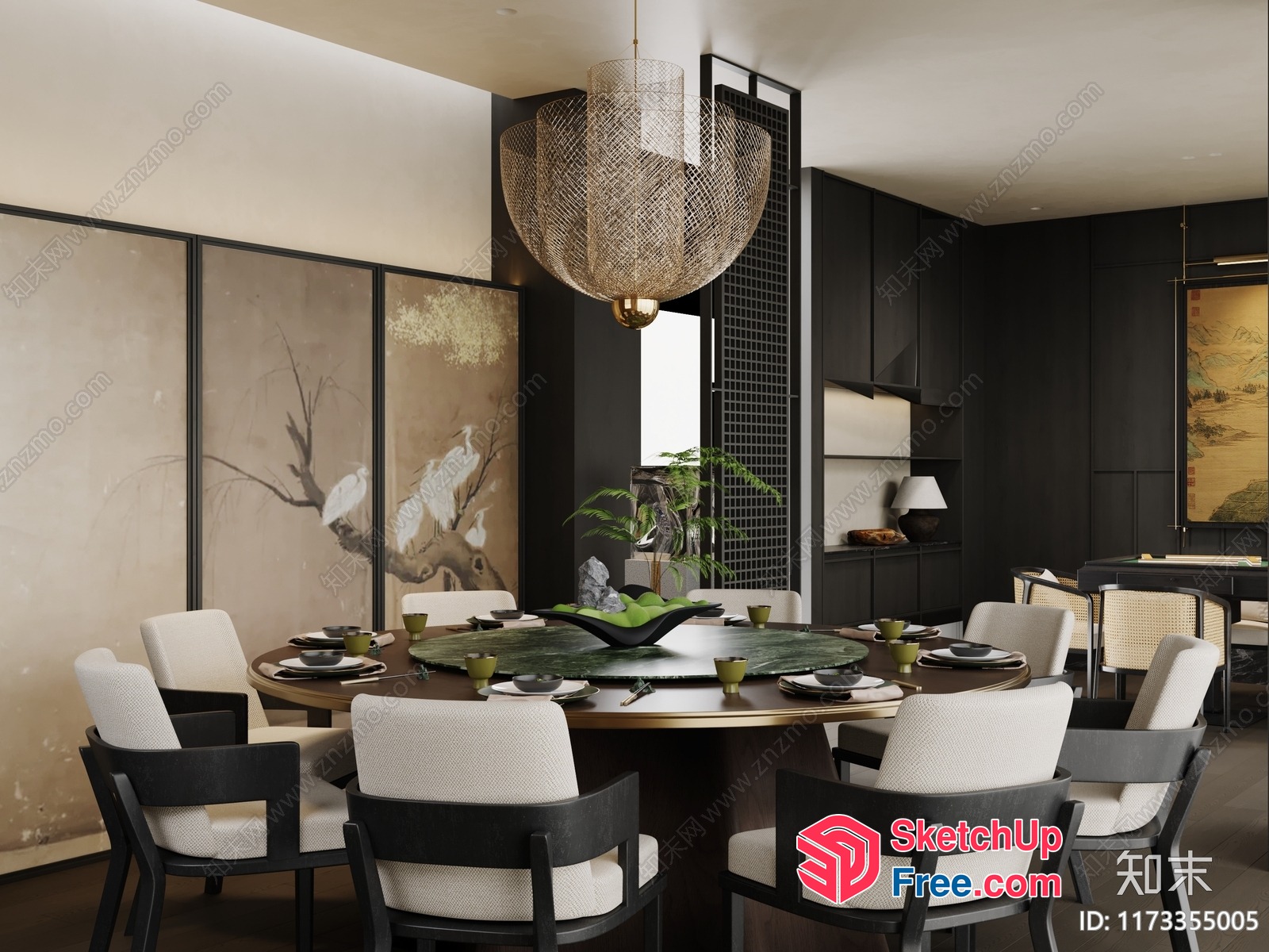 Elegant Dining Room With A Modern Asian Twist 3D SketchUp File