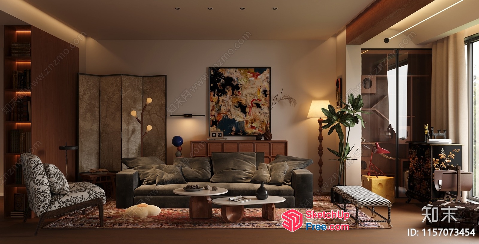 Modern Living Room With Natural Light 3D SketchUp File