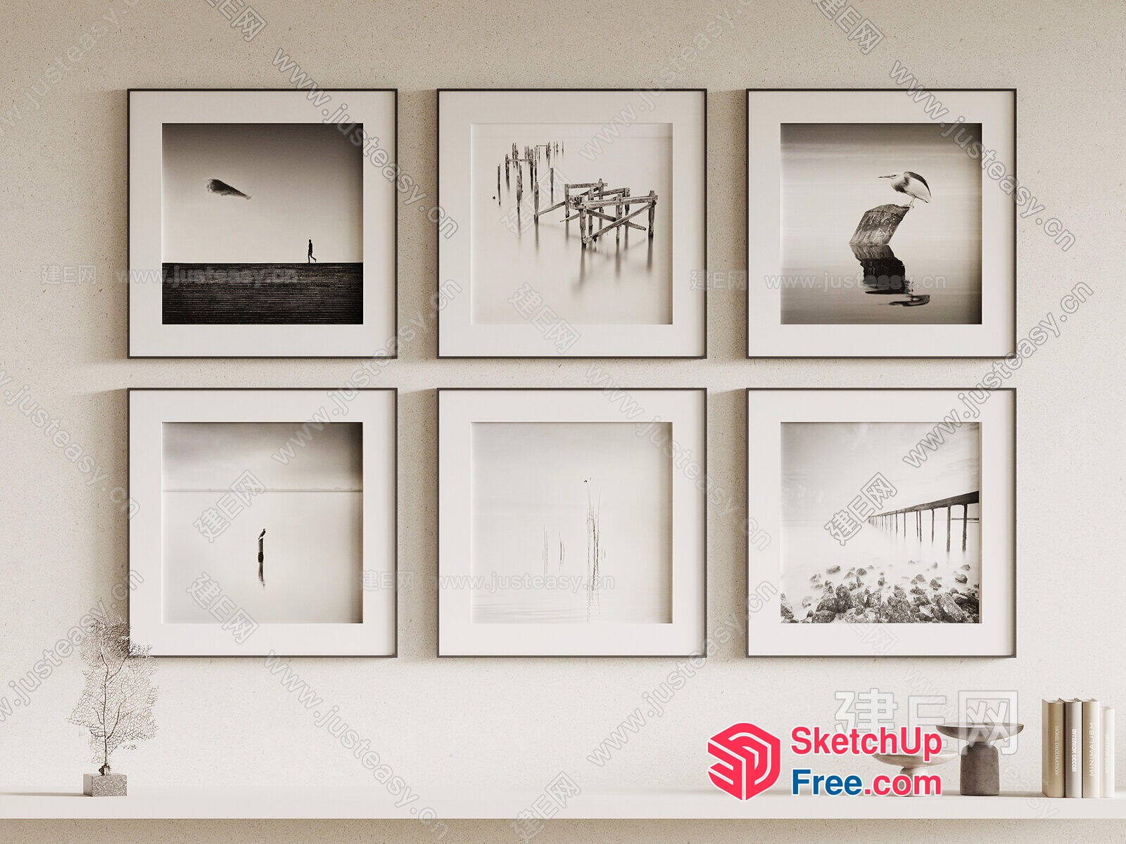 Minimalist Black And White Wall Art Collection 3D SketchUp File