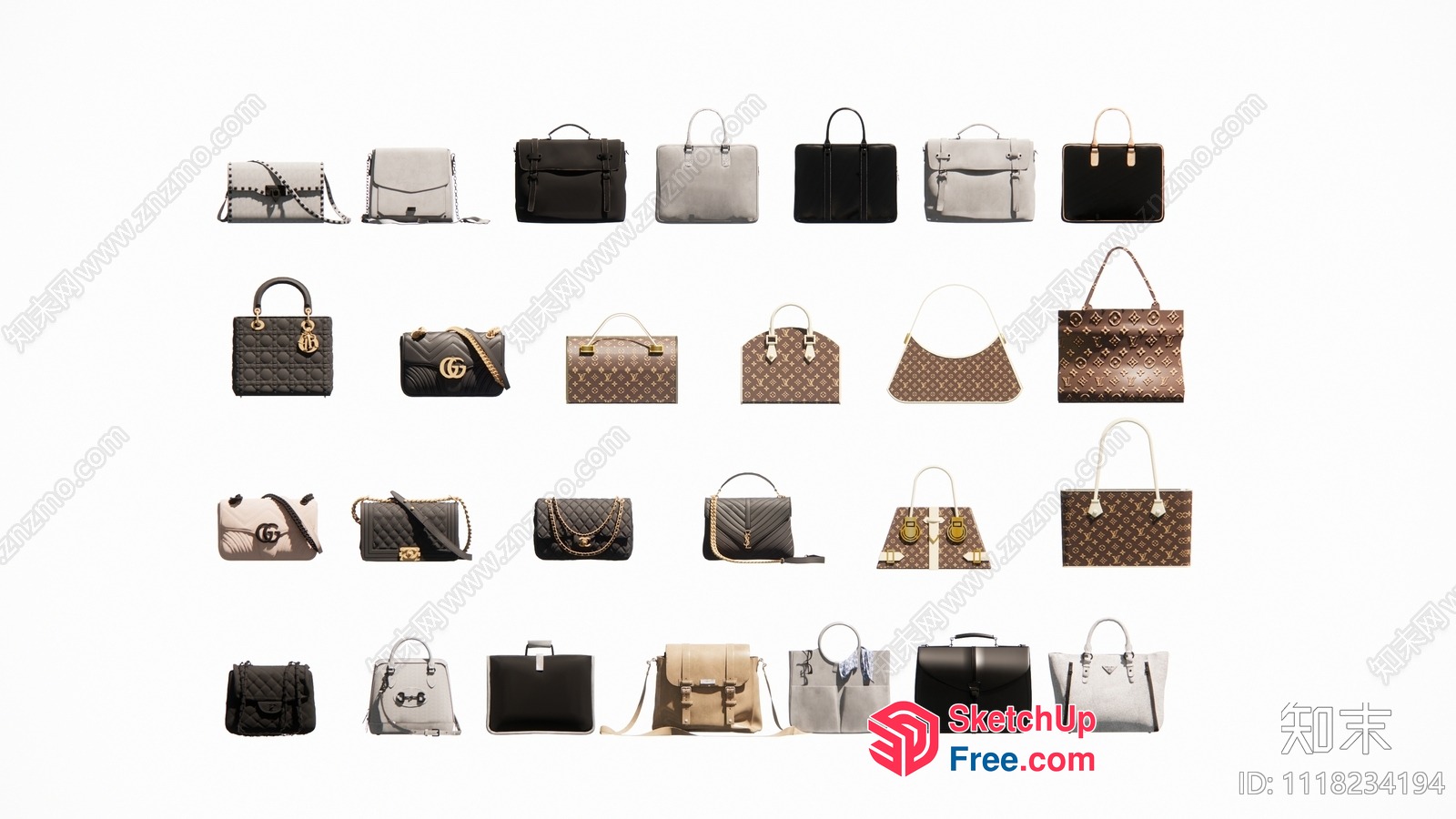 A Collection Of Handbags And Purses 3D SketchUp File