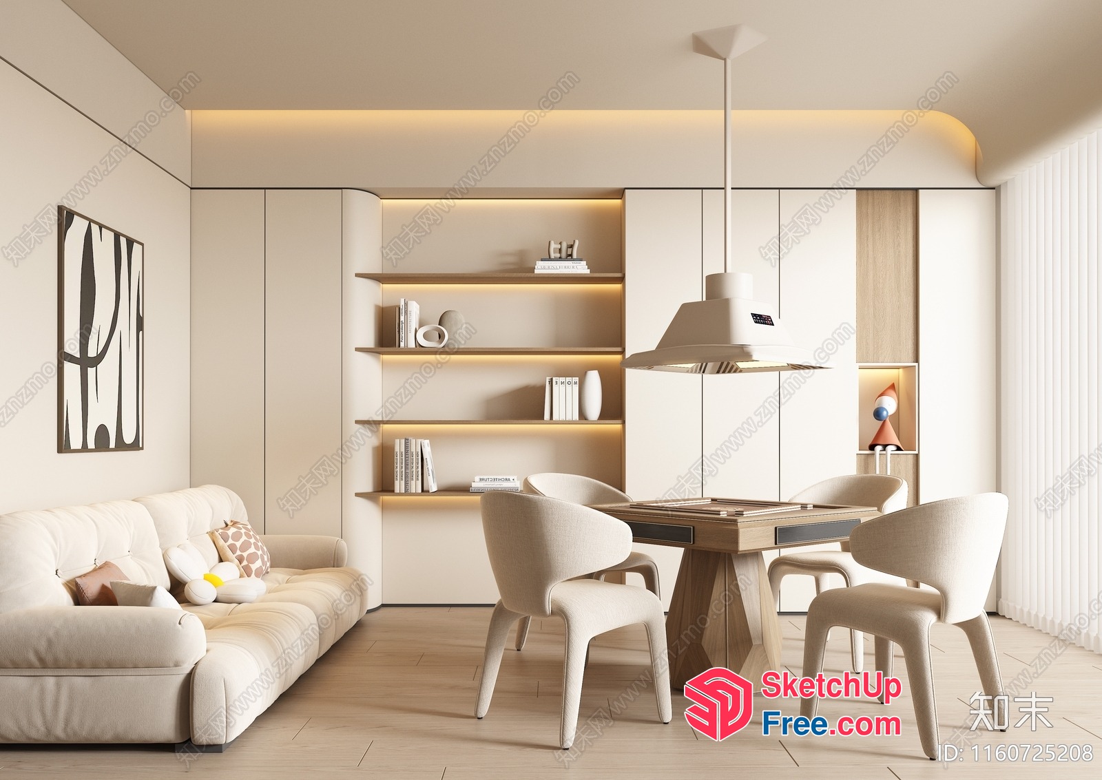 Modern Minimalist Interior Design With Creamy Style 3D SketchUp File