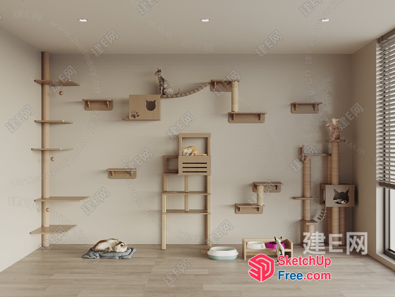 Modern Minimalist Cat Lovers' Haven 3D SketchUp File