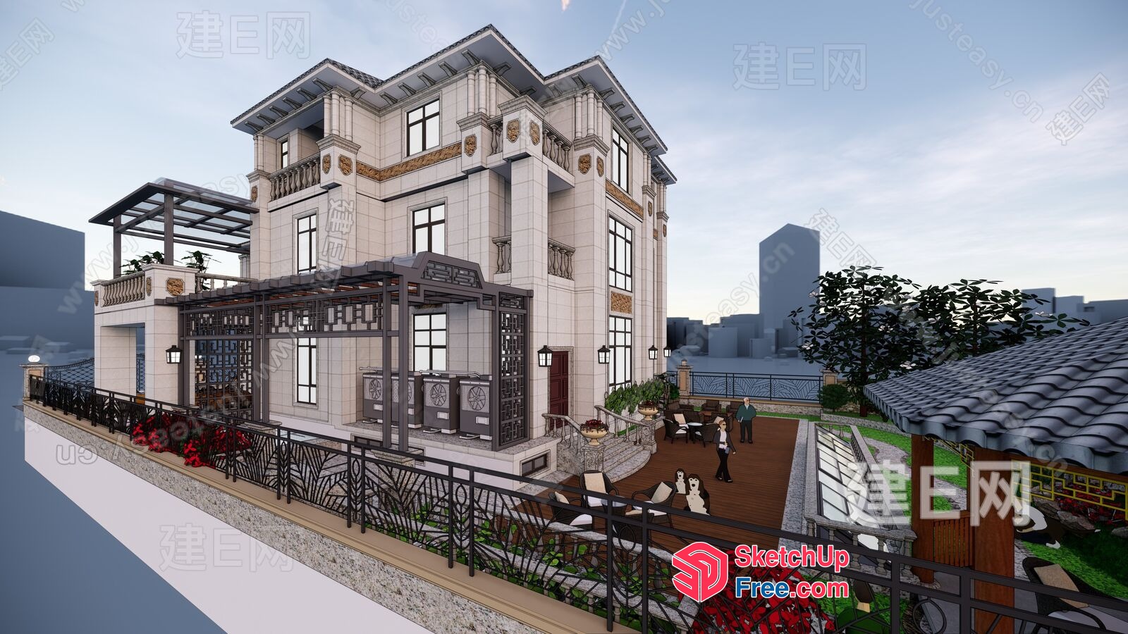 Exterior Of A Large Building With Ornate Details 3D SketchUp File