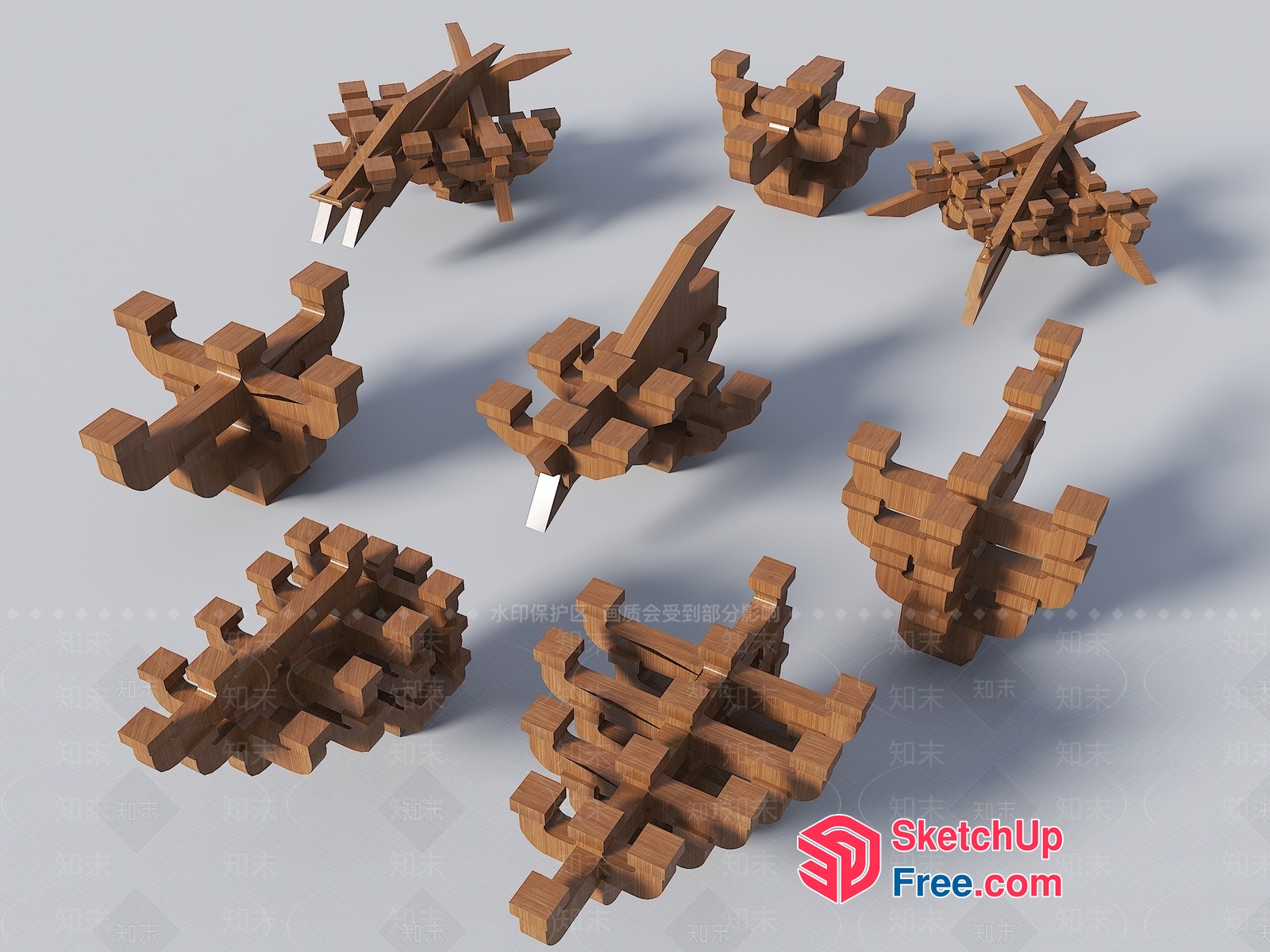 3D Wooden Animal Models 3D SketchUp File