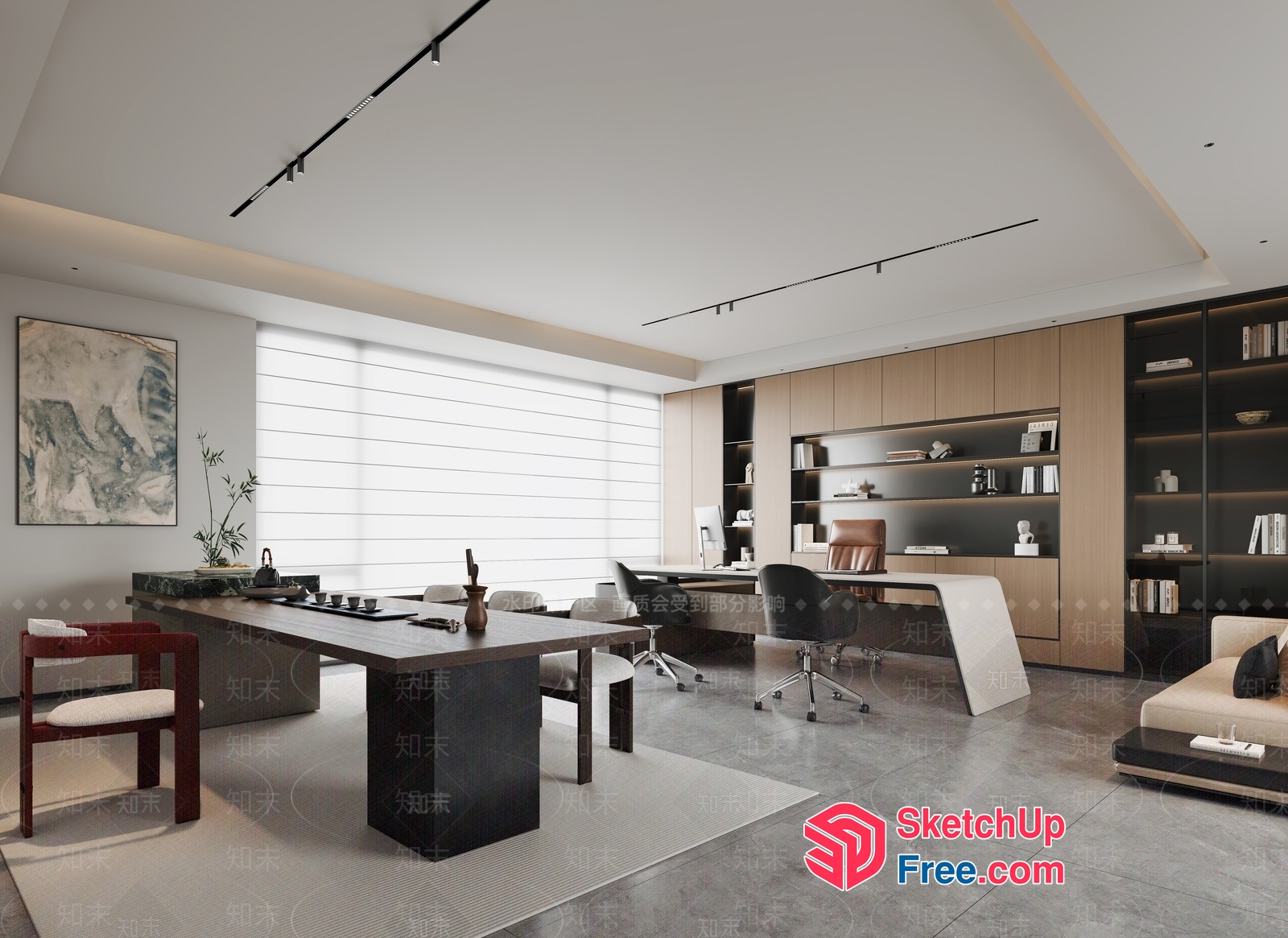 Modern Office Interior With Sleek Furniture And Natural Lighting 3D SketchUp File