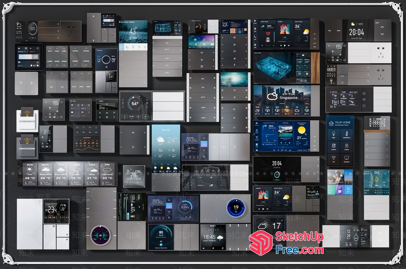 Futuristic Smart Home Control Panel Layout 3D SketchUp File