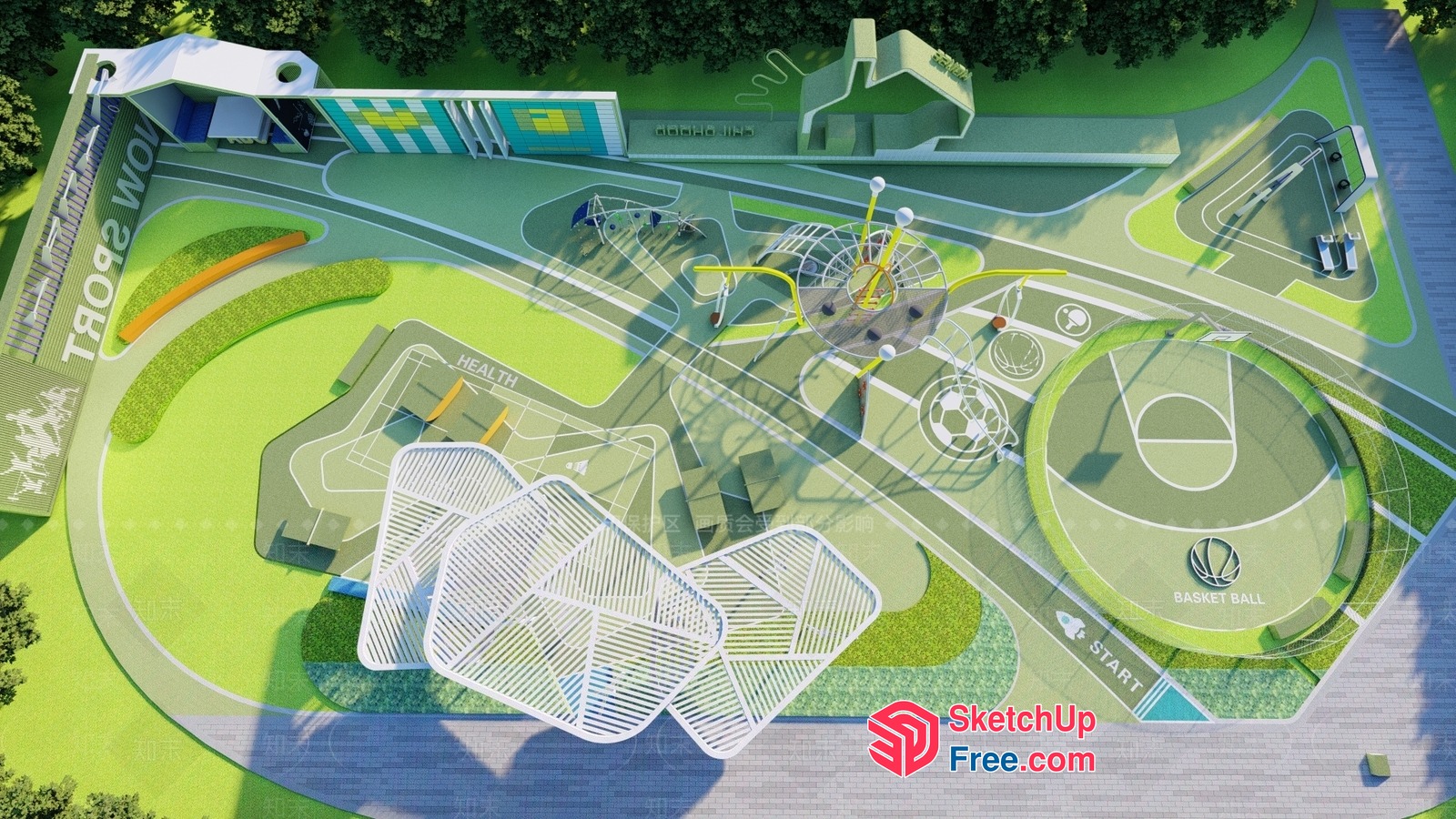 Modern Outdoor Sports Park 3D SketchUp File