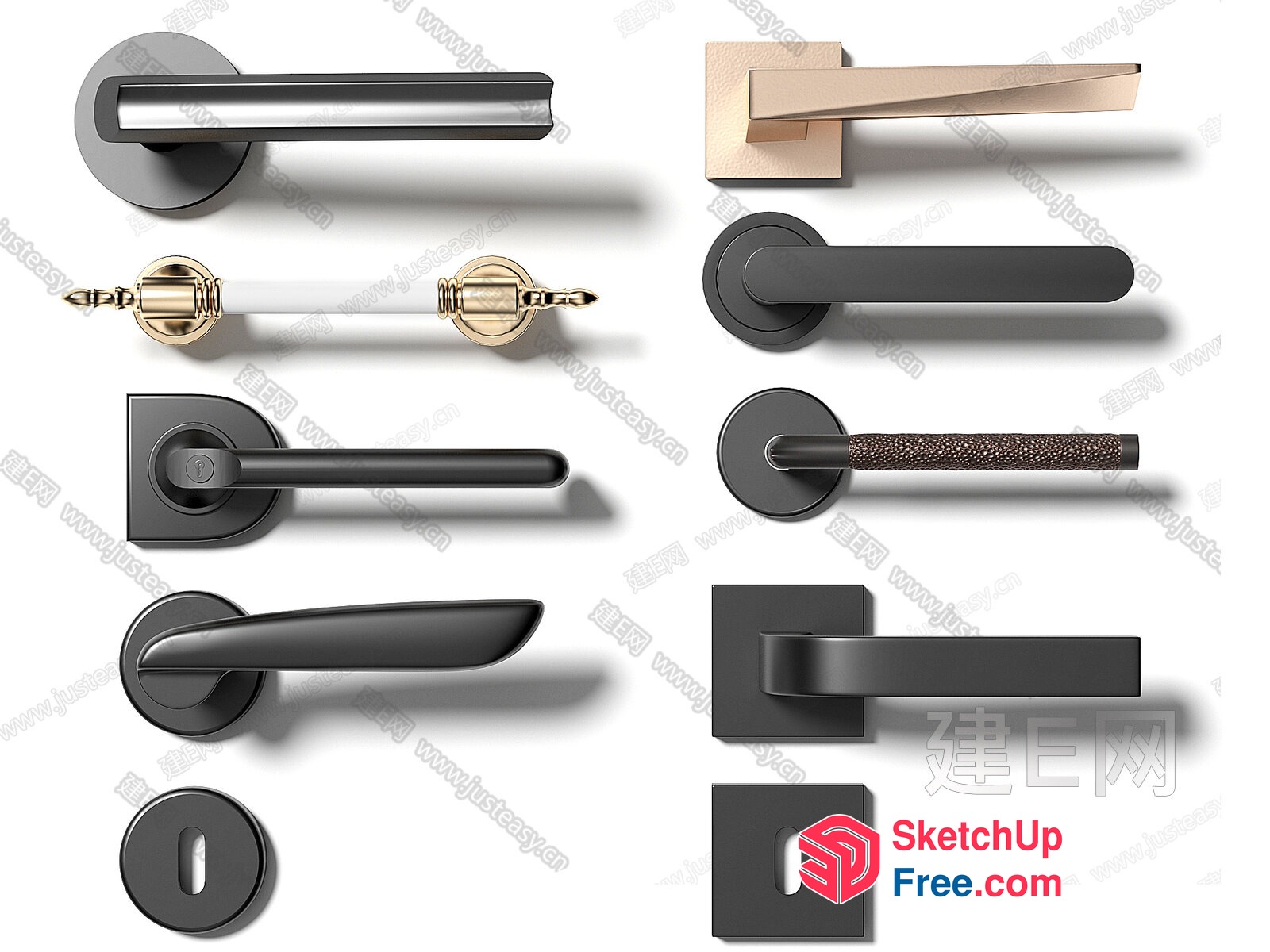 Modern Door Handles Collection 3D SketchUp File