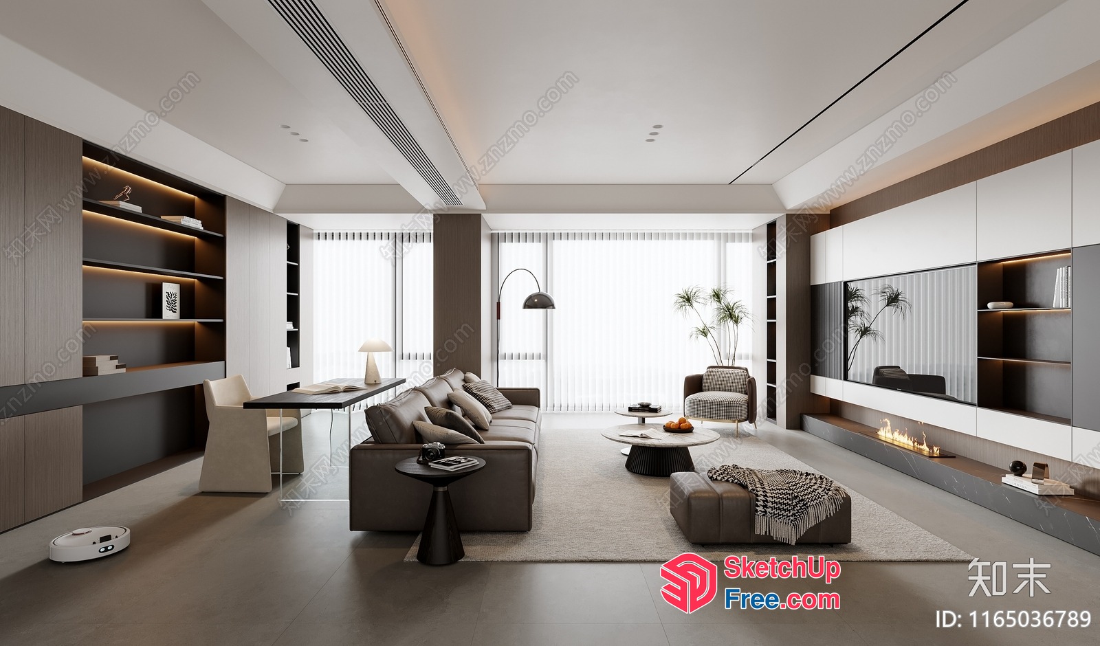 Modern Minimalist Living Room With Neutral Tones 3D SketchUp File