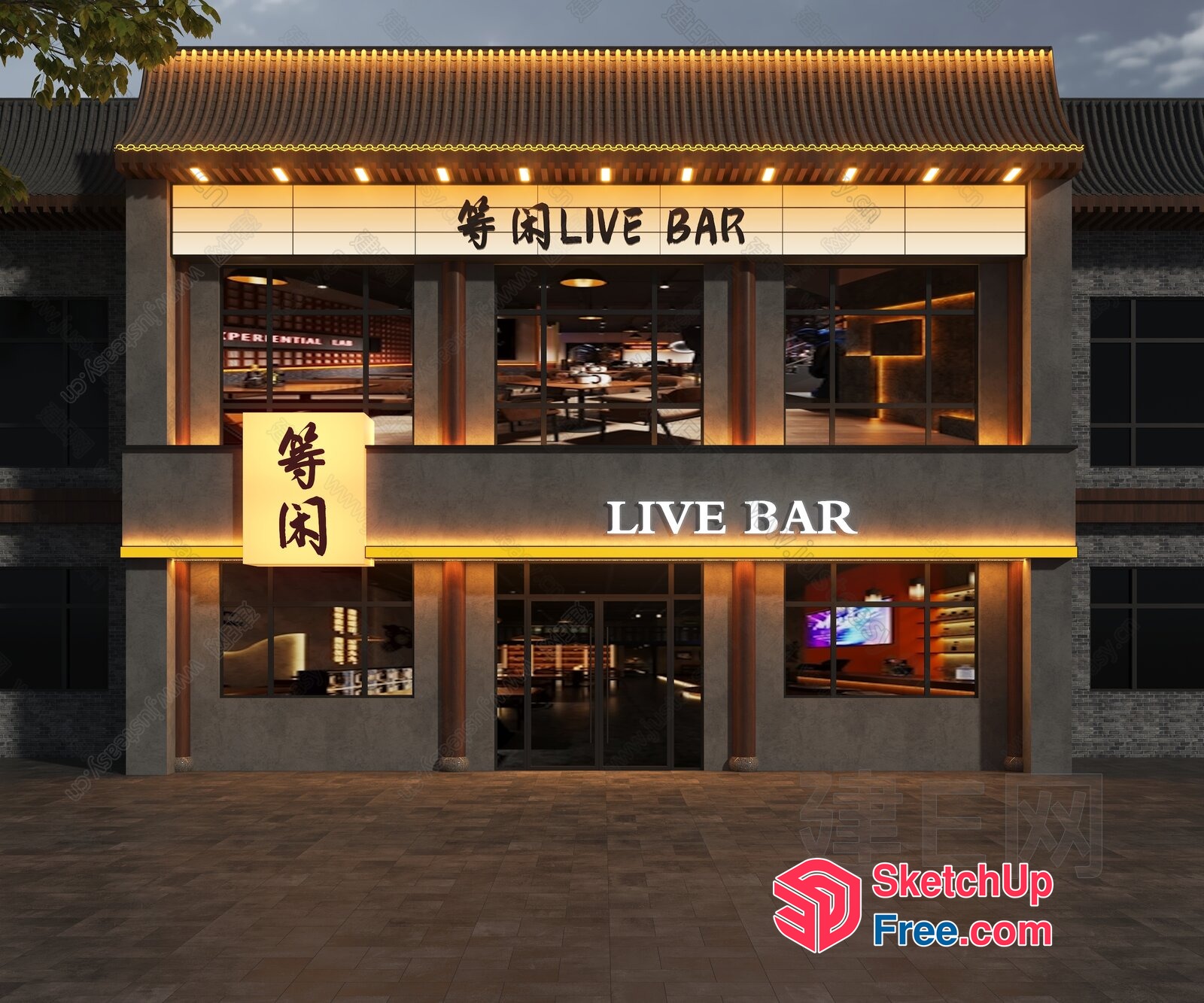 Elegant Modern Chinese Restaurant Interior 3D SketchUp File