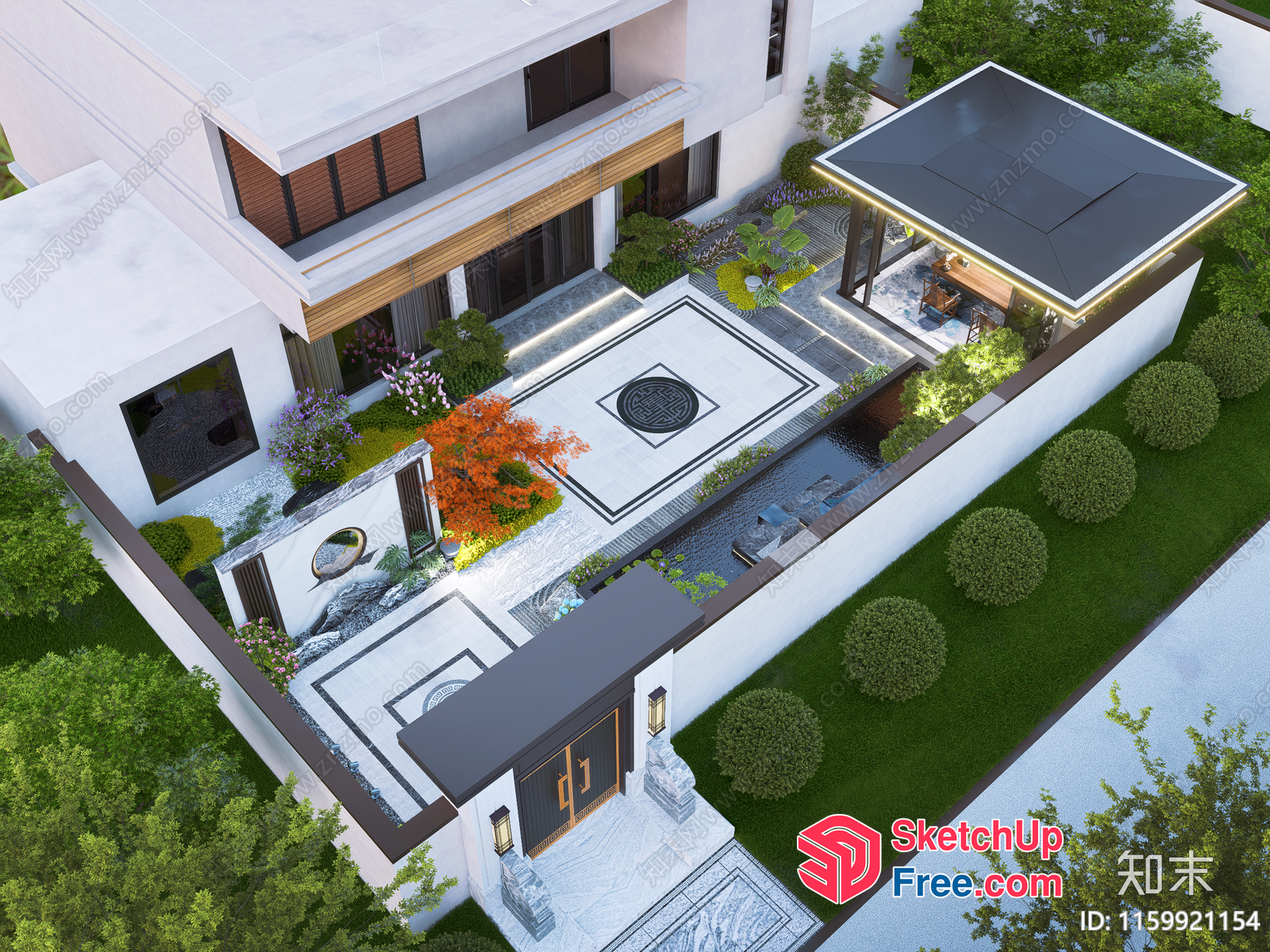Modern Villa With Elegant Outdoor Space 3D SketchUp File