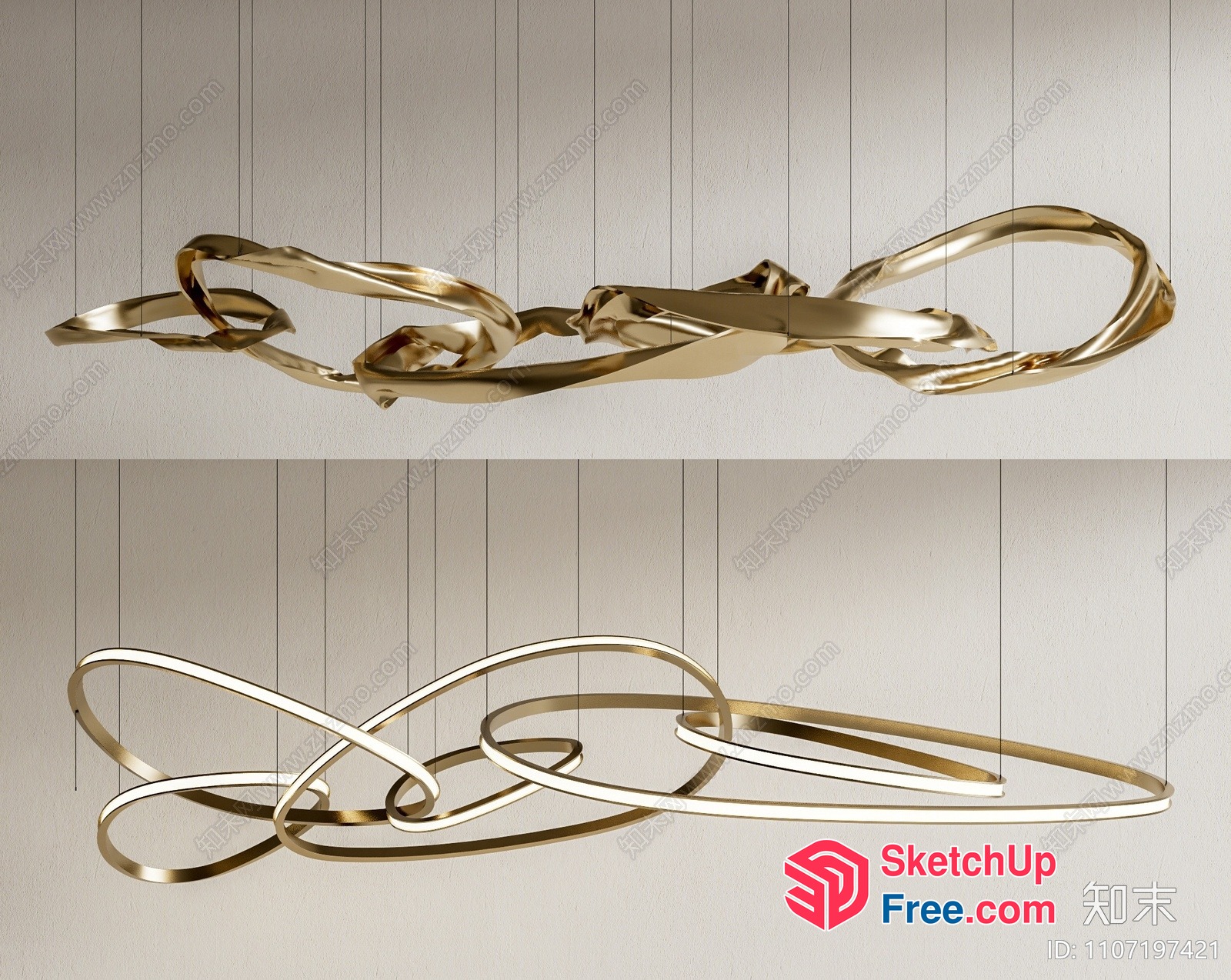 Elegant Gold Chandelier 3D SketchUp File