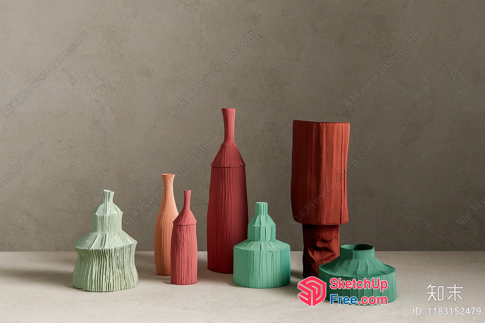 Colorful Abstract Ceramic Vases 3D SketchUp File
