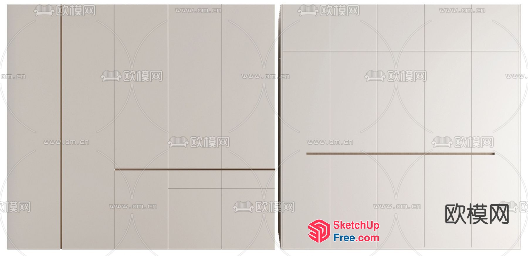 Two Large Gray Panels With Thin Brown Lines 3D SketchUp File