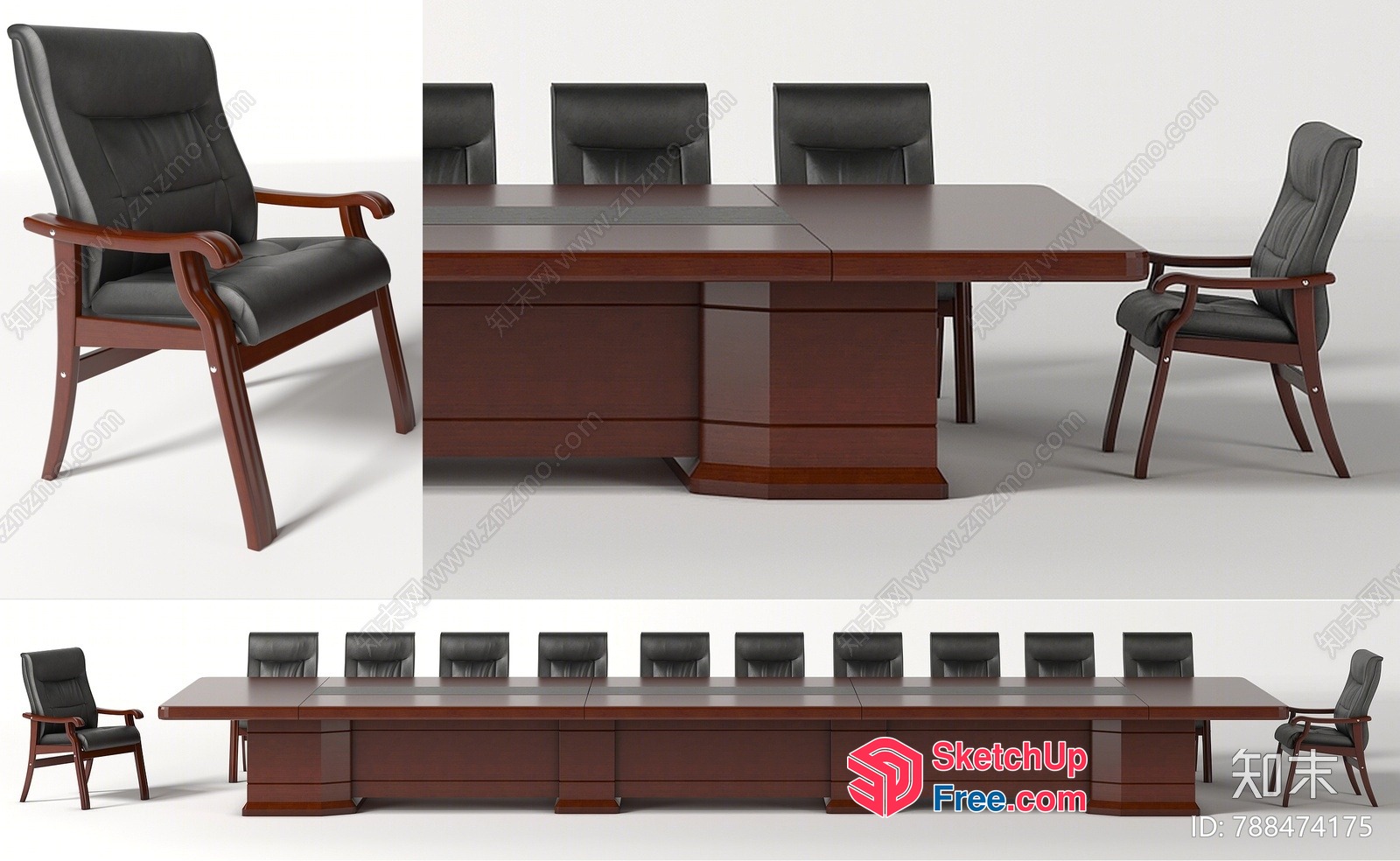 Long Conference Table With Matching Chairs 3D SketchUp File