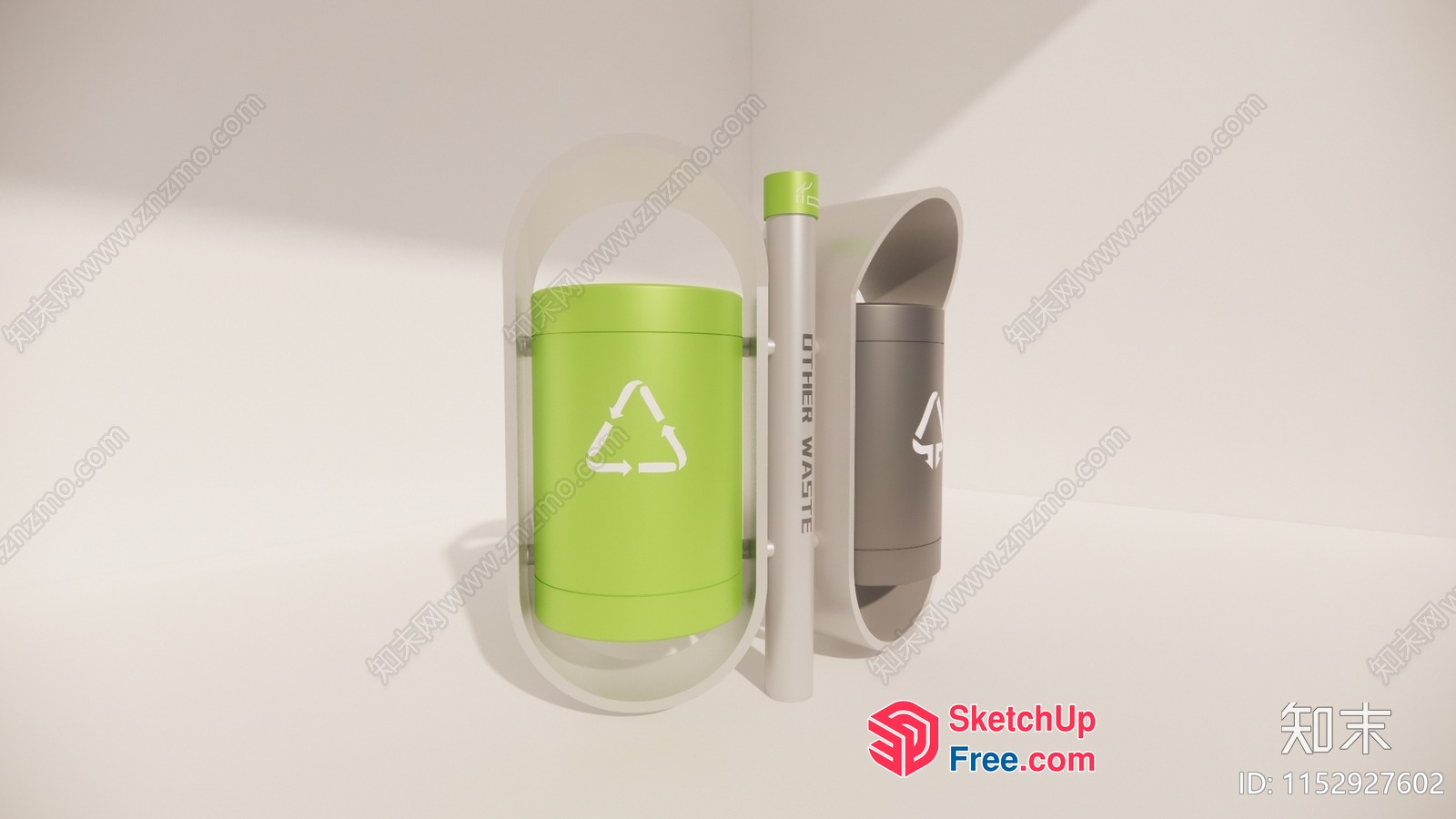 Recycled Waste Recycling Bin Sign 3D SketchUp File