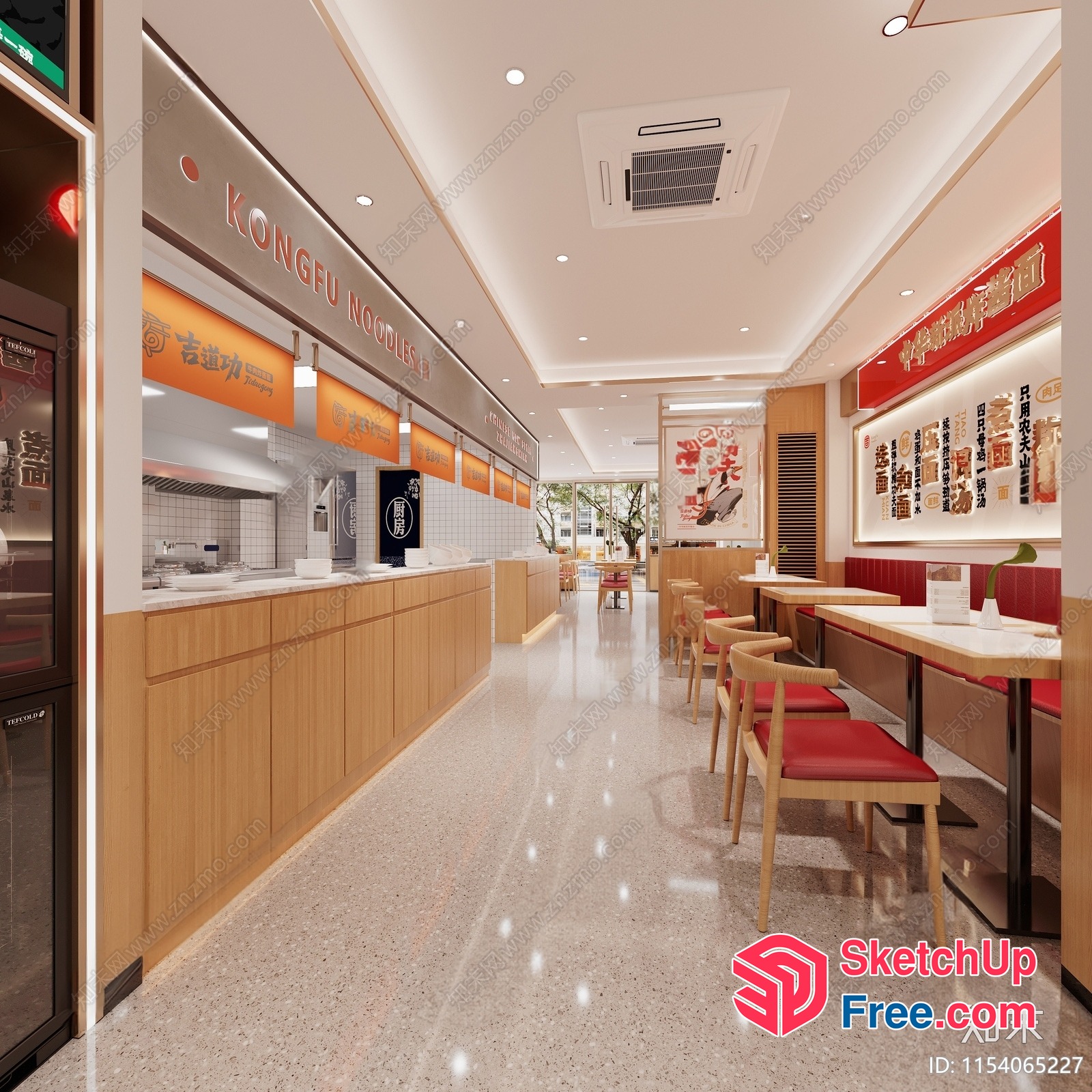 Modern Asian-Inspired Restaurant Interior 3D SketchUp File