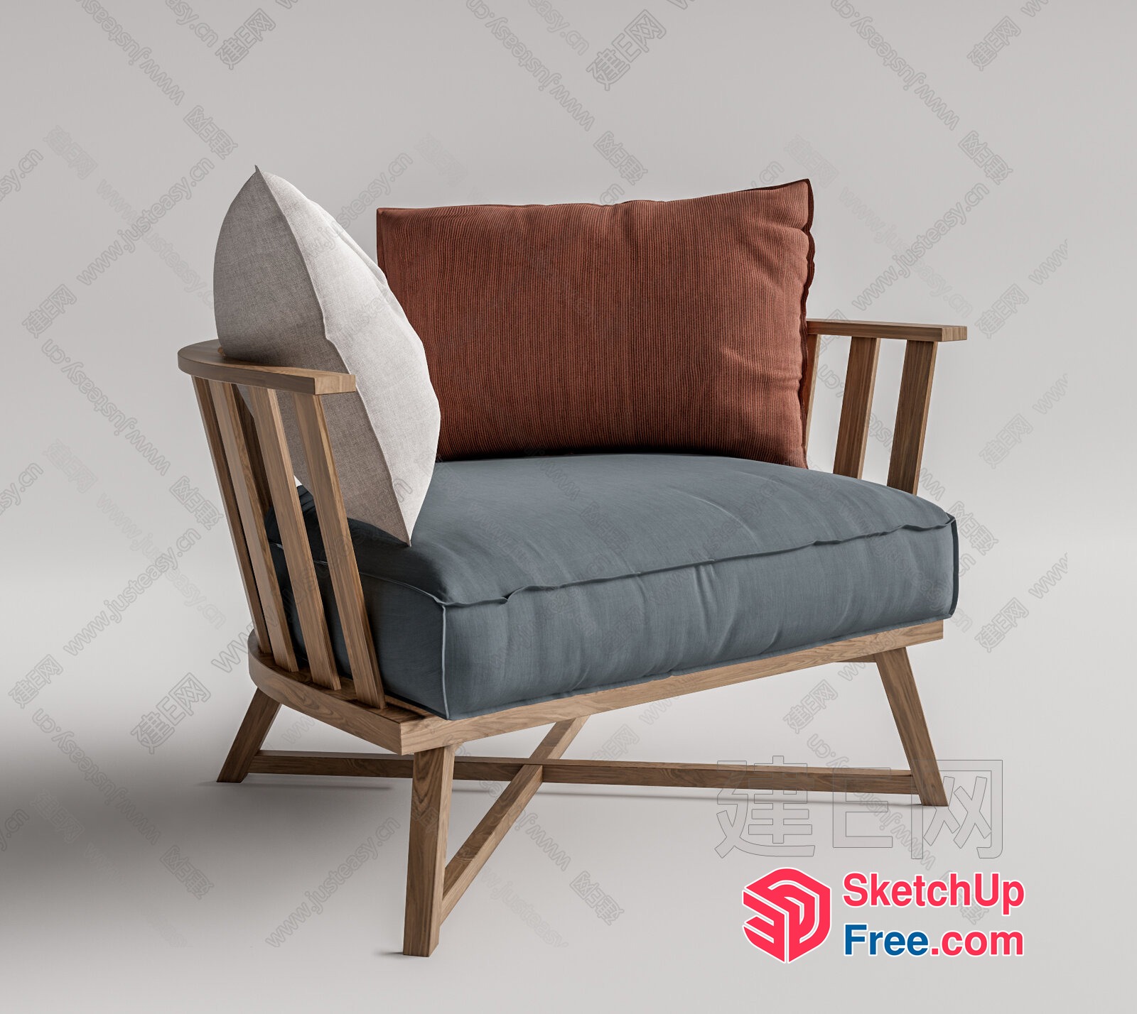 Modern Minimalist Japanese Style Living Room Sofa 3D SketchUp File