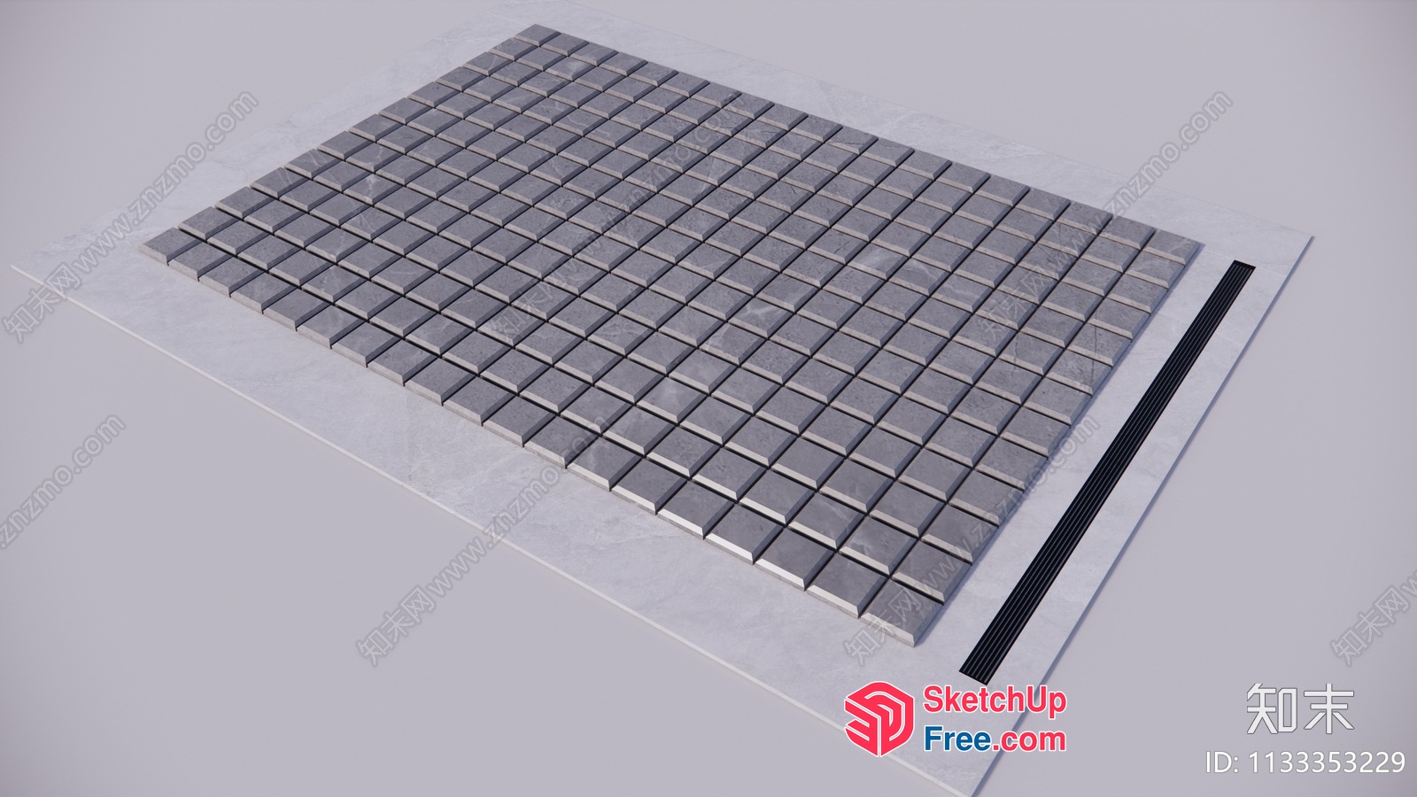 Rectangular Arrangement Of Gray Tiles On White Surface 3D SketchUp File