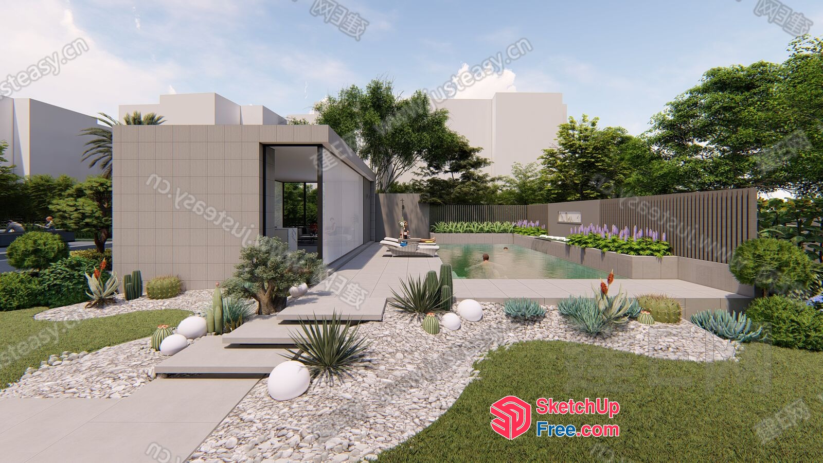 Modern Minimalist Desert Oasis Villa 3D SketchUp File