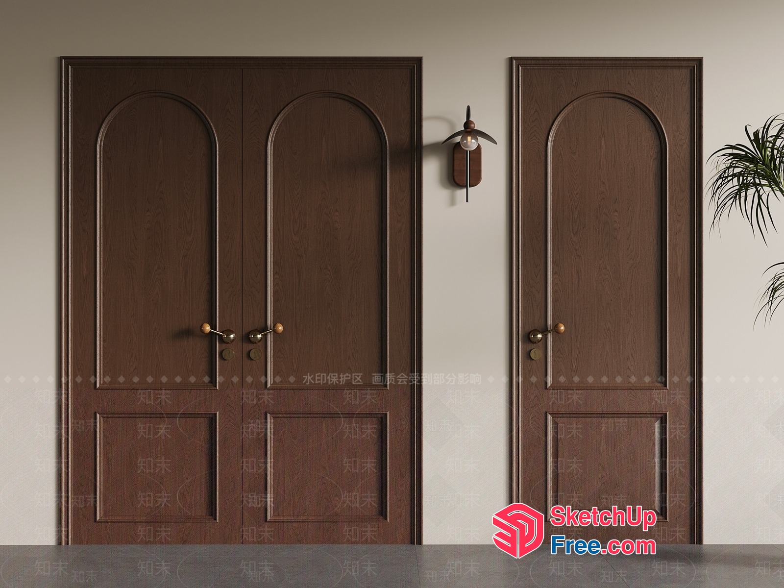 Arched Doorway Design With Brass Hardware 3D SketchUp File