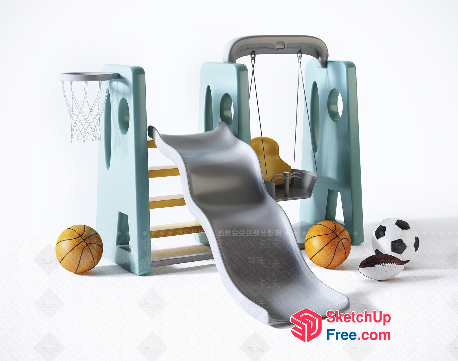 Outdoor Playground With Sports Equipment 3D SketchUp File