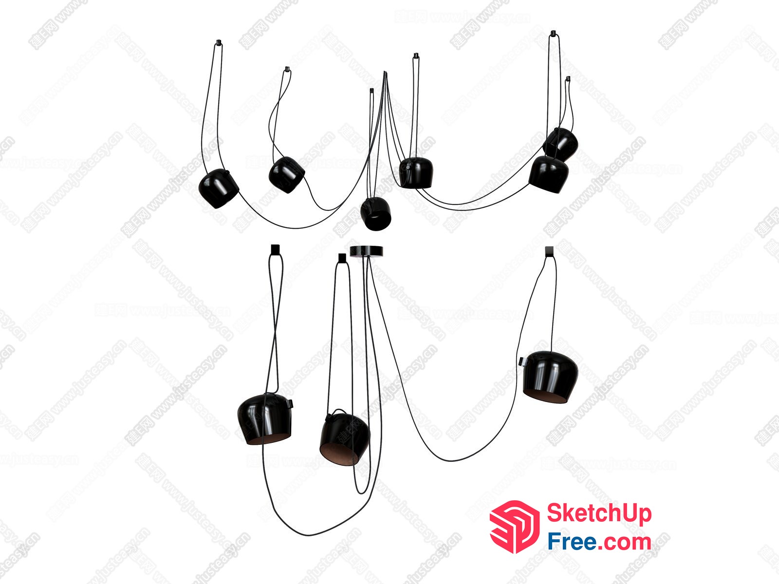 Black Potted Plants Hanging From The Ceiling 3D SketchUp File