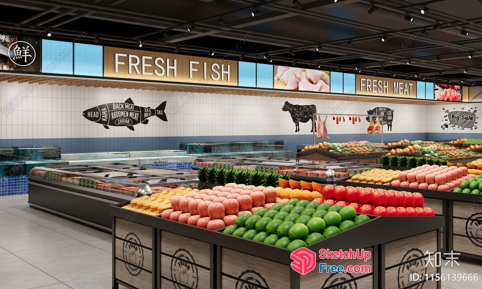 Fresh Seafood Market 3D SketchUp File