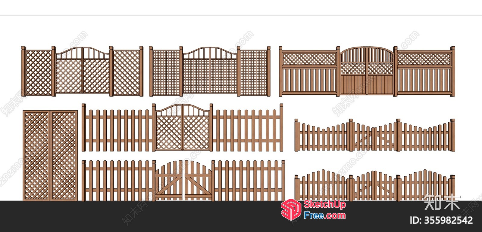 Classic Wooden Fence Design Options 3D SketchUp File