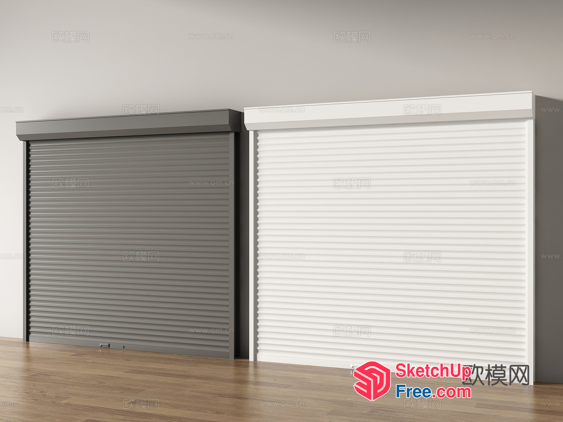 Two Garage Doors In A Room 3D SketchUp File