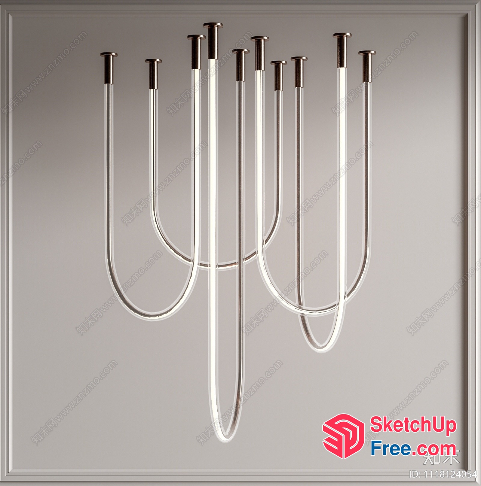 Elegant Glass Tube Lighting Fixture 3D SketchUp File