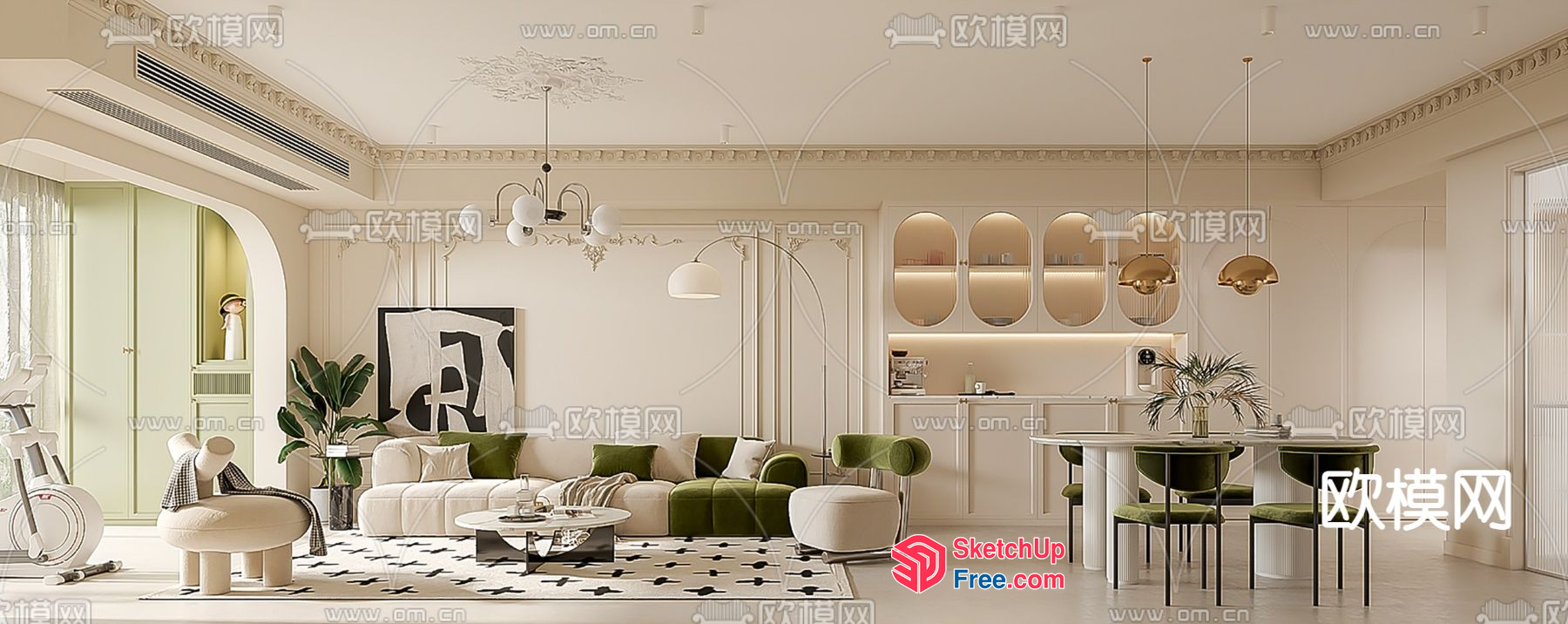 Luxurious Modern Living Room Interior Design 3D SketchUp File
