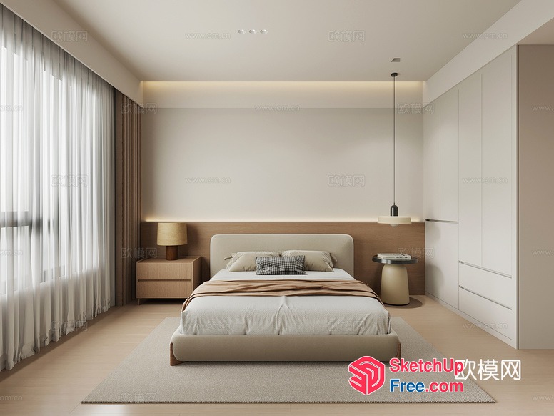Modern Minimalist Japanese Style Bedroom 3D SketchUp File