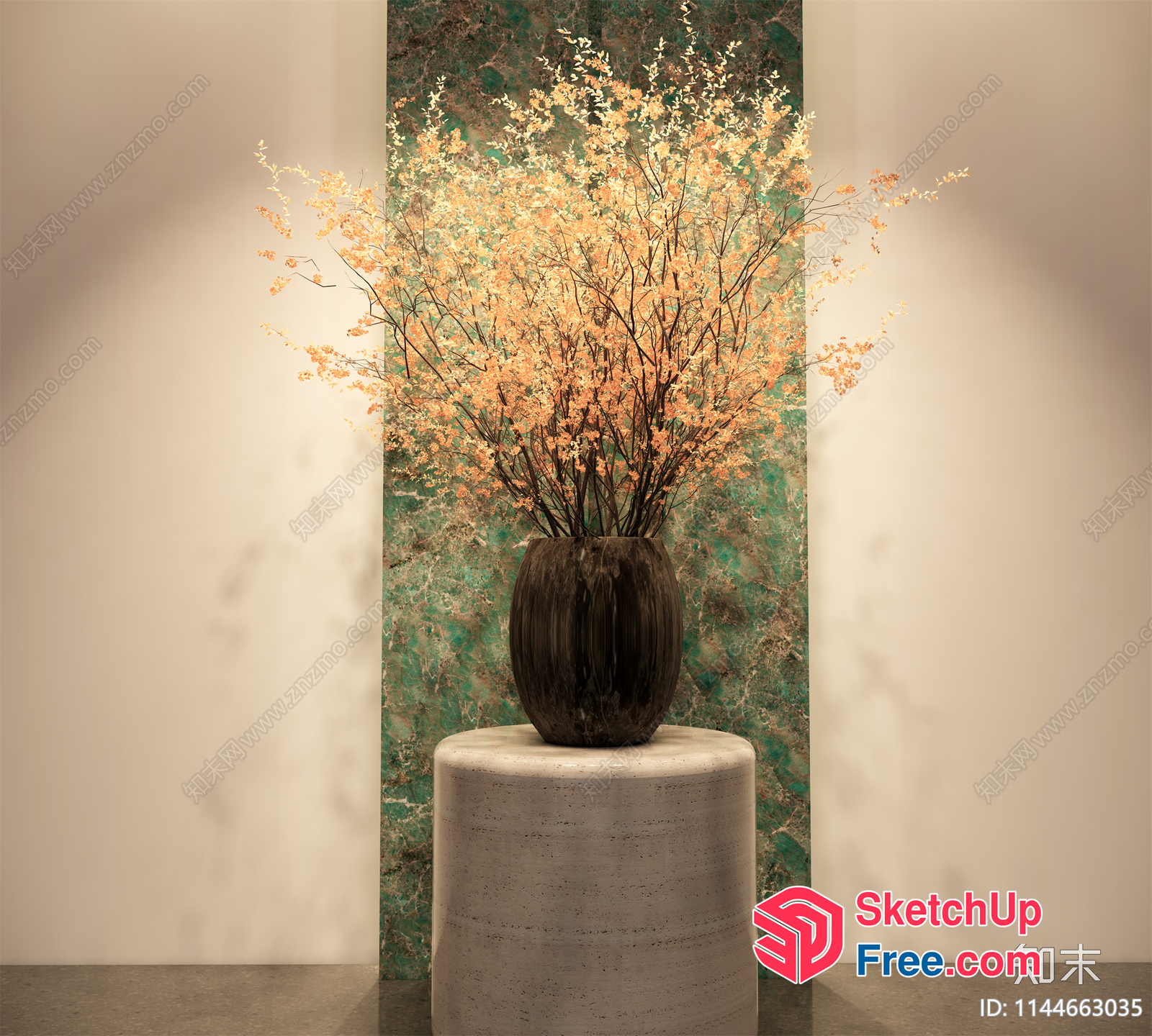 Elegant Vase With Branches In A Minimalist Setting 3D SketchUp File