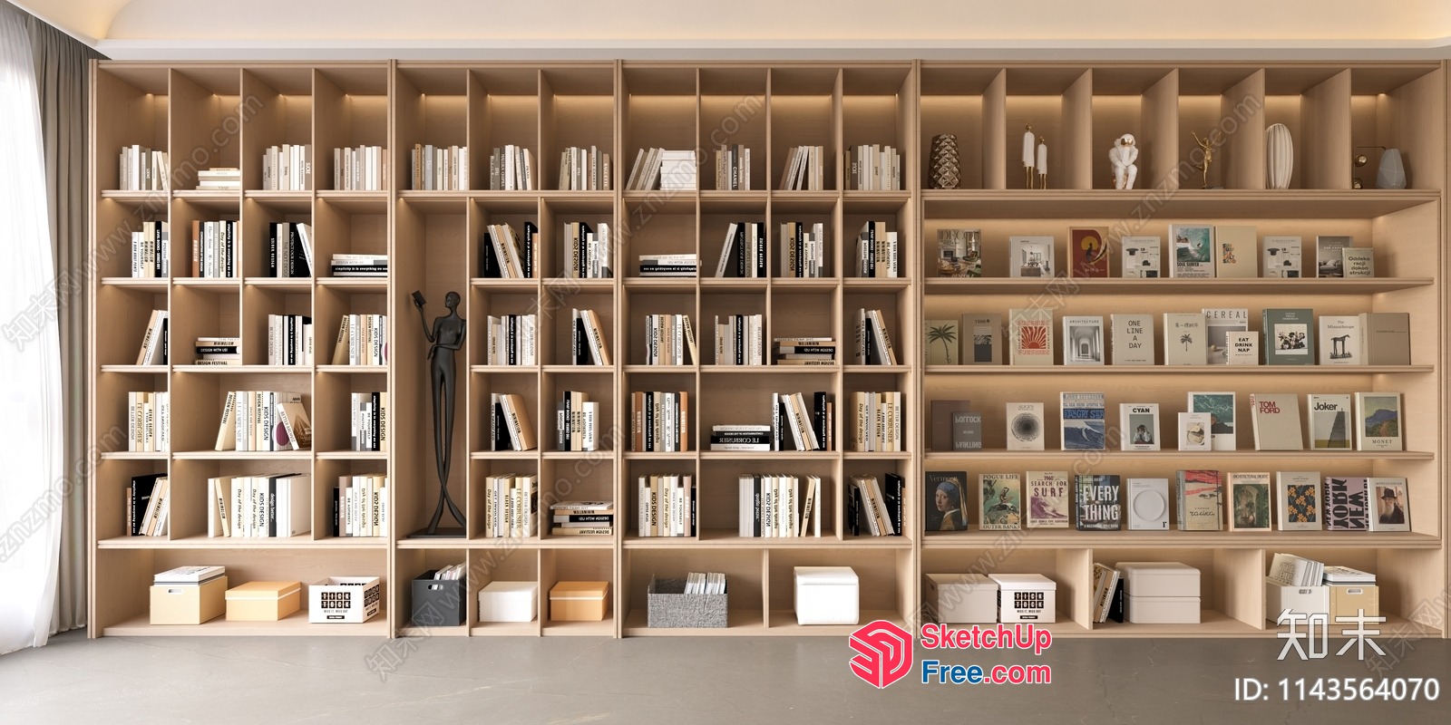 Modern Minimalist Bookcase And Shelf Unit 3D SketchUp File